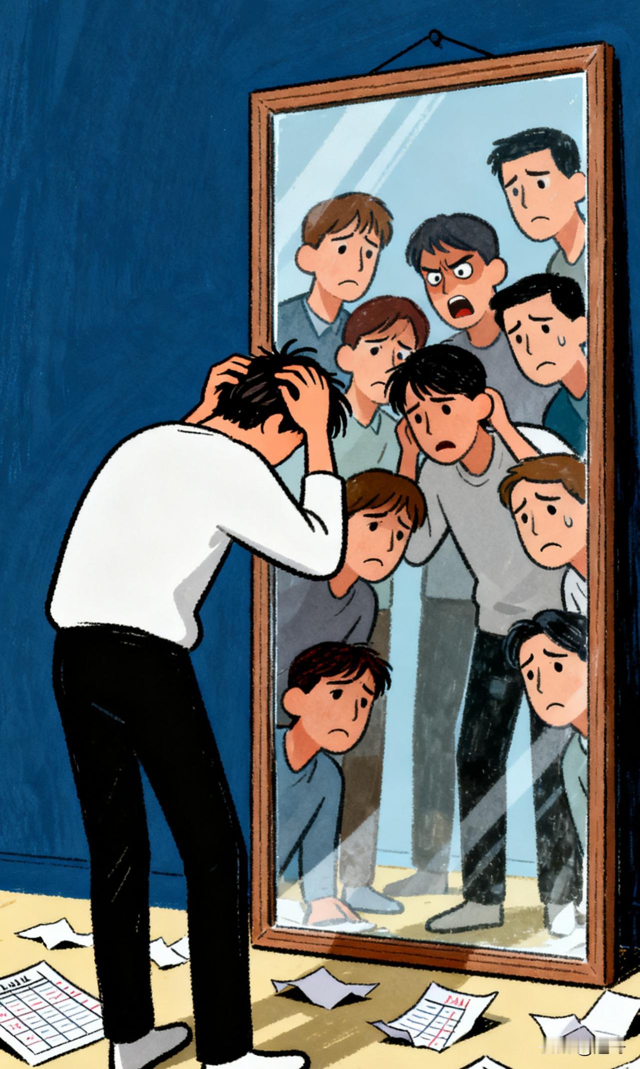 你有没有发现？人一内耗，本质都是在跟自己较劲。
 
内耗的病根，其实就三件事：