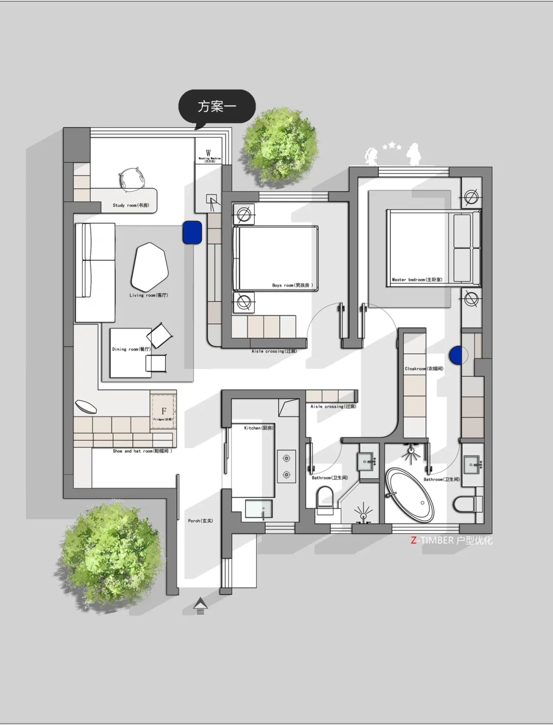100平方户型优化十个方案！还有一个放不下