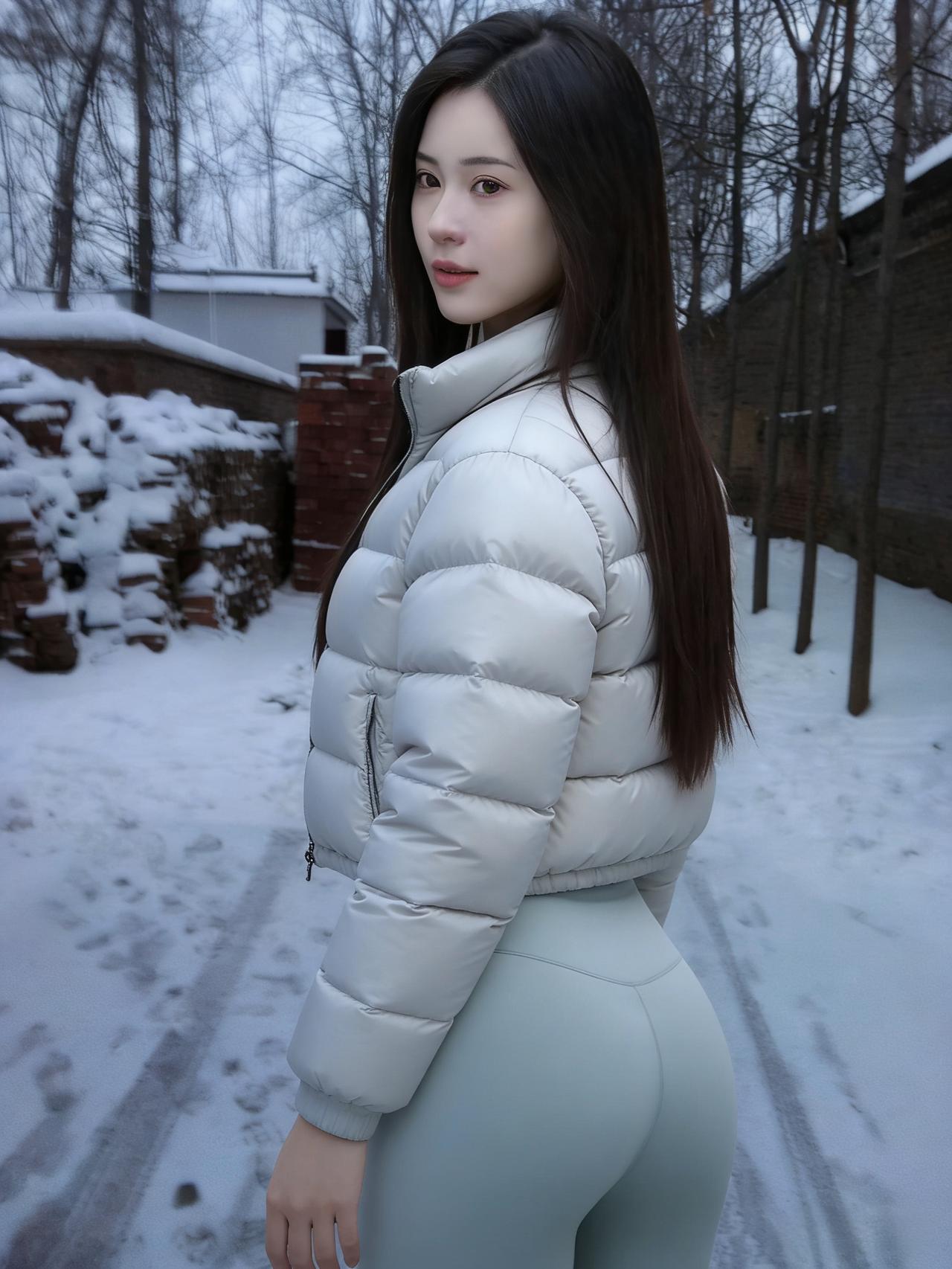 雪落在砖墙上，积成厚绒
我站在巷中，被冬包裹
羽绒服吸走了周遭的暖
却裹住了心底