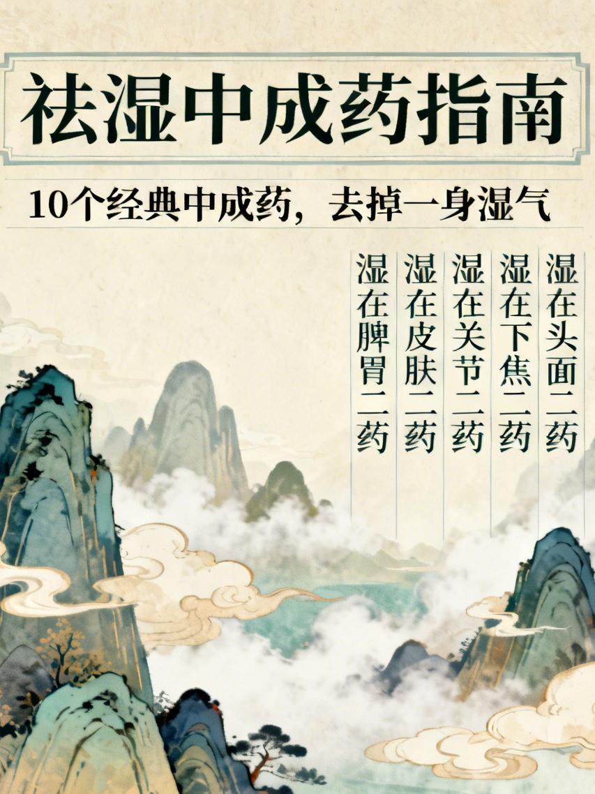 湿在脾胃二药，湿在皮肤二药，湿在关节二药，湿在下焦二药，湿在头面二药，10个经典