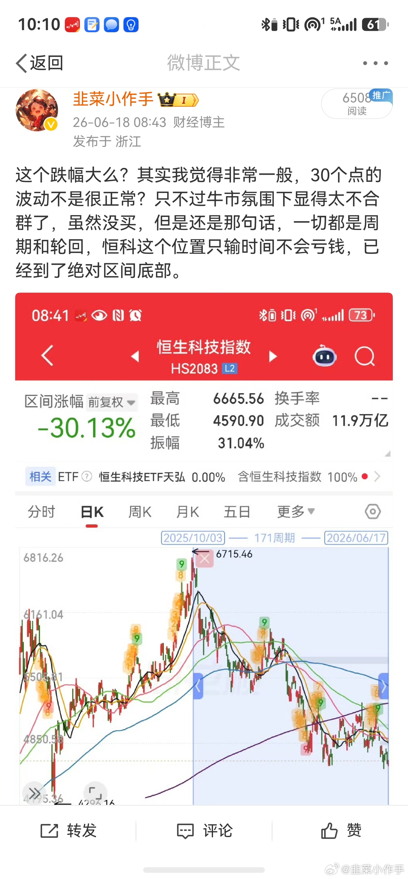 恒科在我觉得是底部之后还加速杀跌了一段，就像科技在我6月份觉得见顶之后还继续疯涨