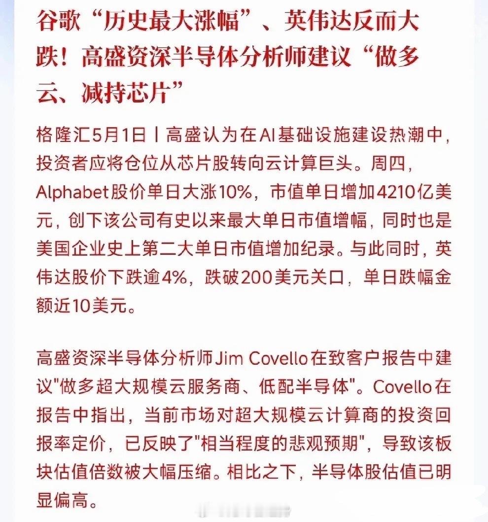 高盛重磅发声“做多云、减持芯片”！A股云计算核心受益龙头全梳理！2026年5月，
