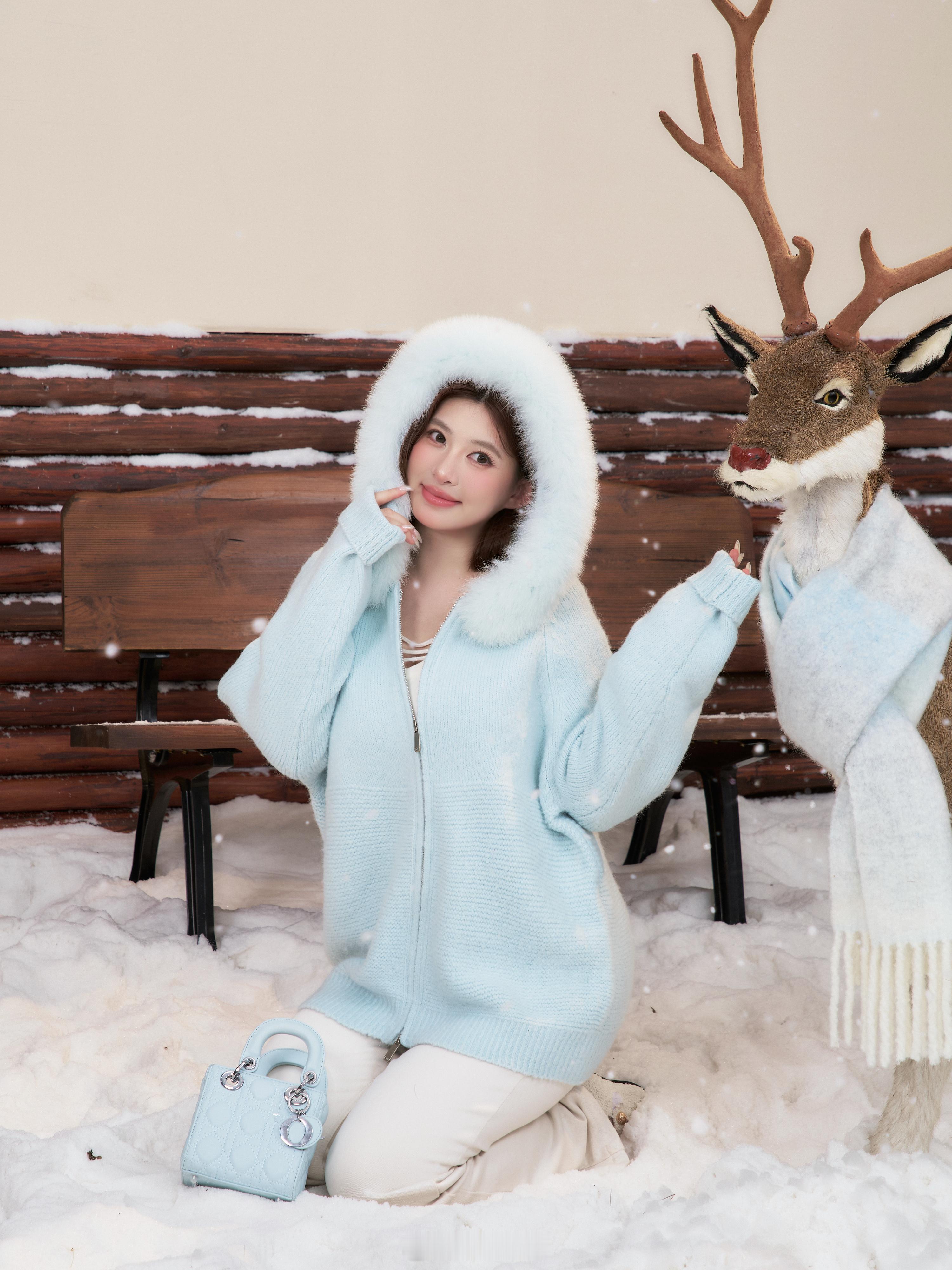 冬天想穿得又甜又贵气!!??!✨那必须是这件“天使毛衣外套”👼100%狐狸毛毛