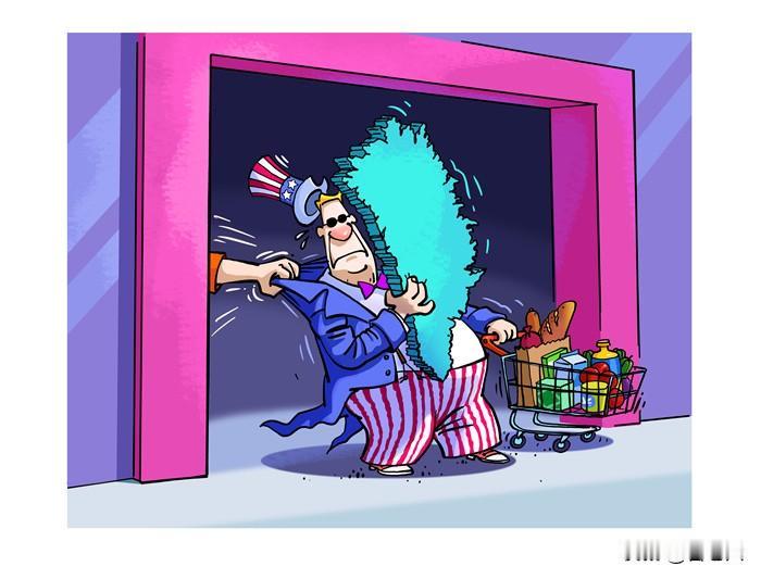 看到外网两幅漫画，突然让人想到：
美国一个白宫，有两个总统。
一个是唐纳德·特朗