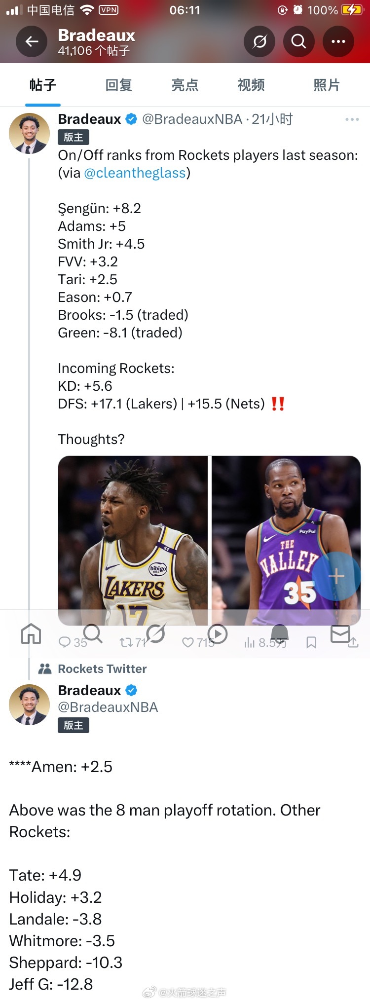 上赛季火箭球员在/不在得分情况休斯顿火箭nba吐槽大会 ​​​