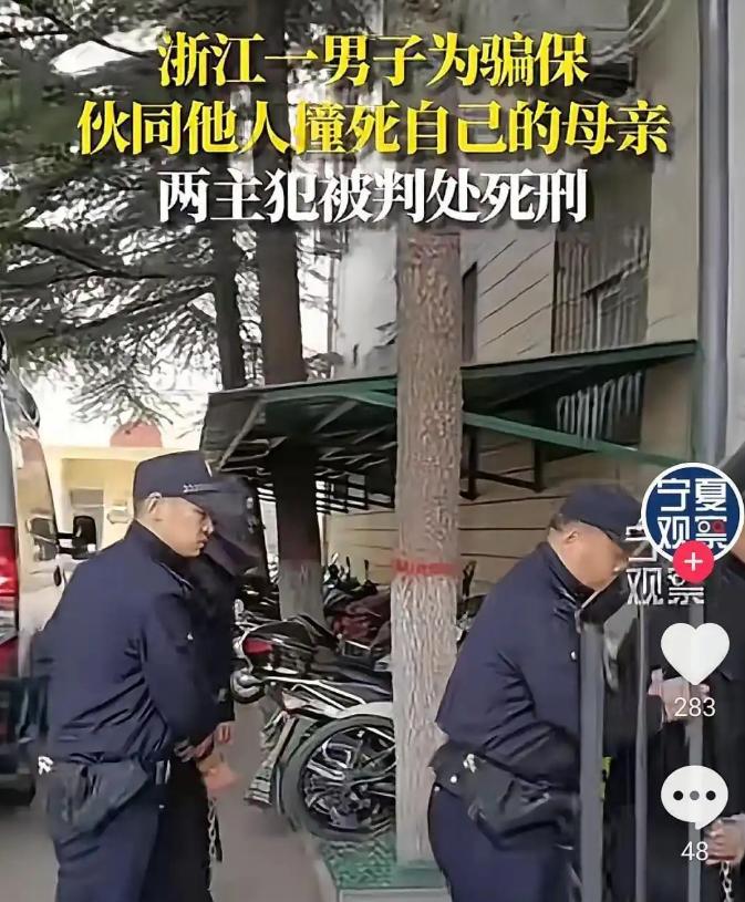 浙江一男子伙同初中同学制造交通事故，撞死了亲生母亲，还将他的父亲和爷爷也列入了死