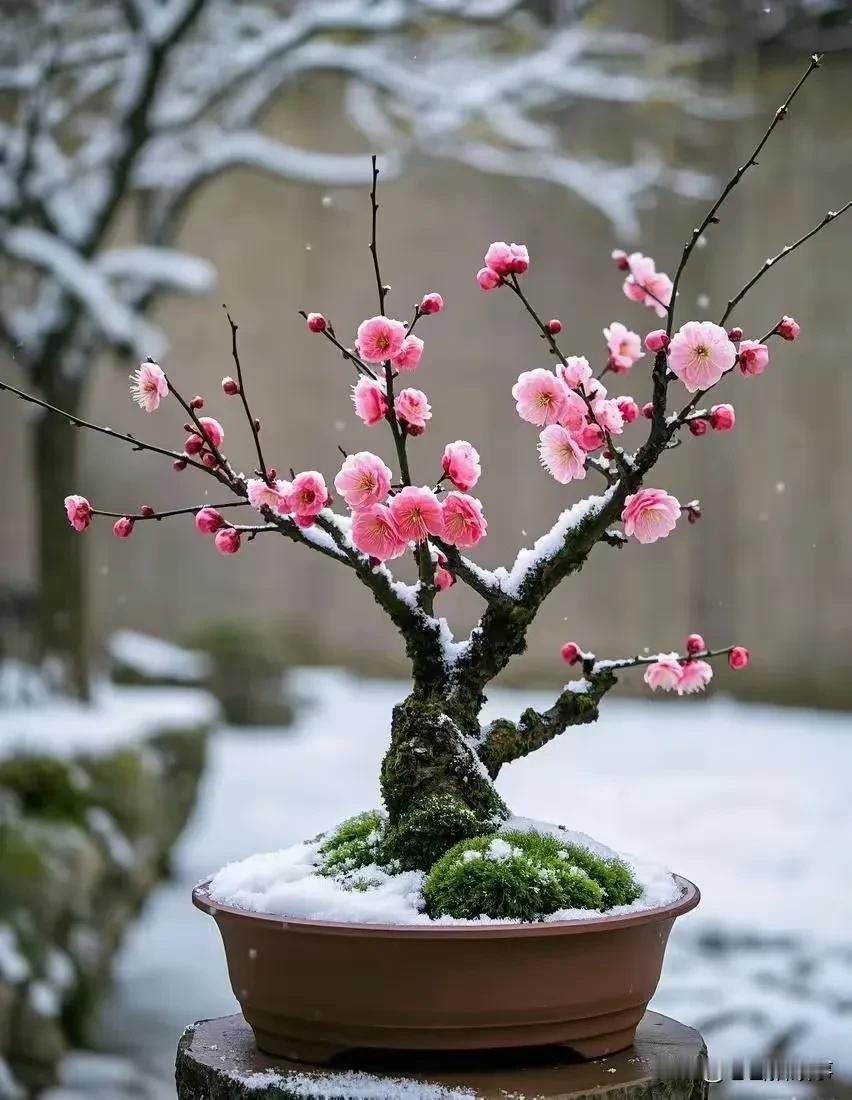 梅因雪而更艳，雪因梅而更洁！