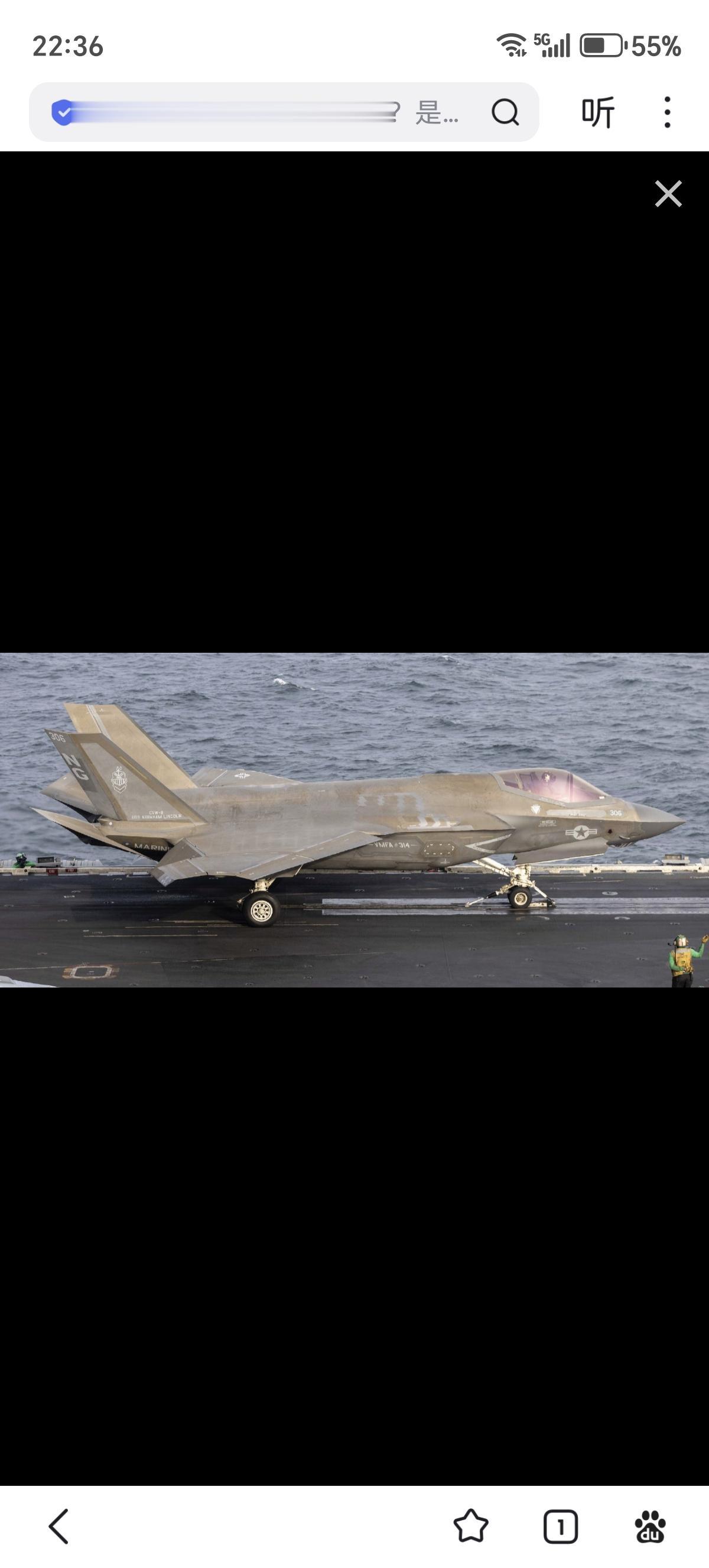 林肯号航空母舰的F-35C战斗机。
美国坚持说这不是生锈，而是盐雾对于隐身涂层的