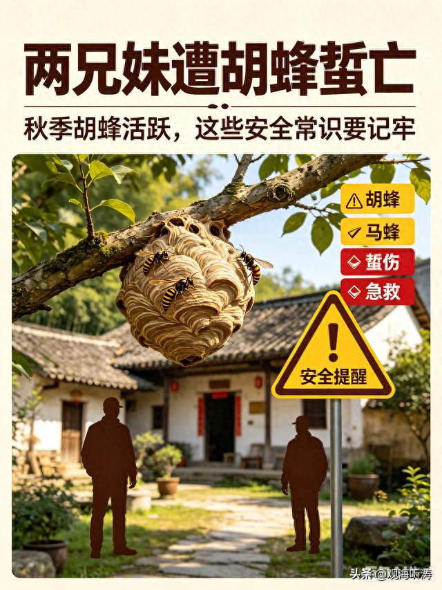 母亲回家发现悲剧，两兄妹遭胡蜂蜇亡，秋季防胡蜂常识一定要记牢