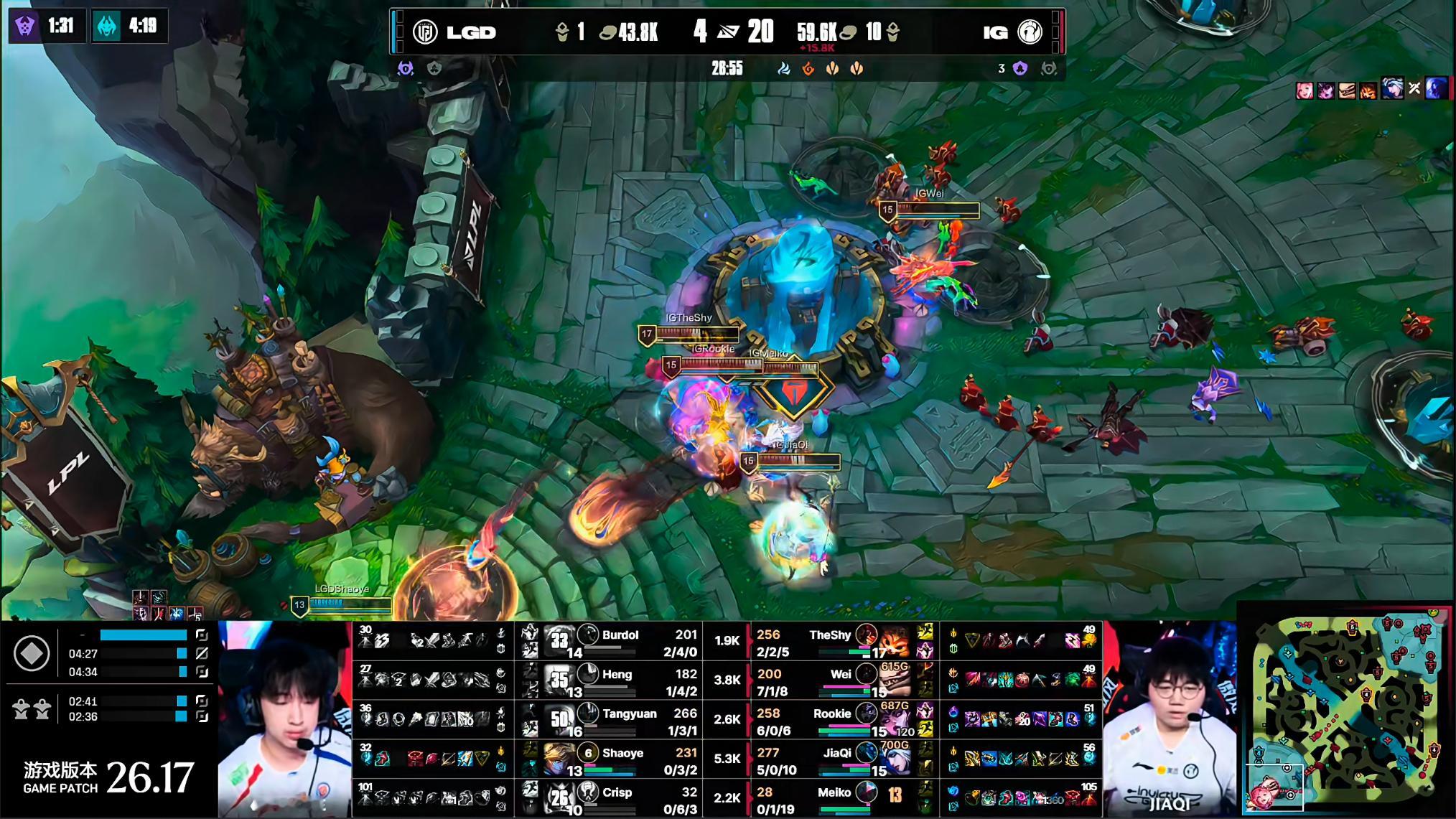 IG 1-0 LGDJiaqi寒冰的R前面没空过！就抓着刘神R！Rookie的辛