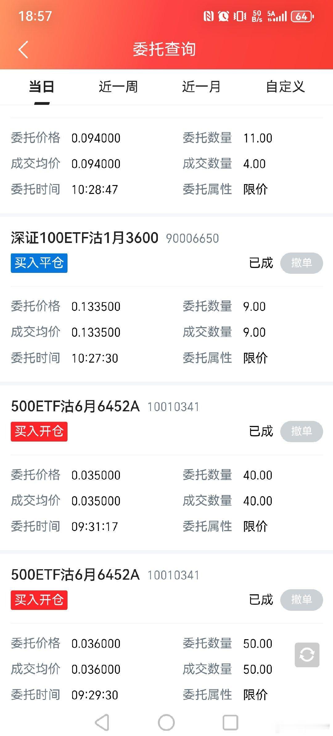 今日早盘补仓期权空单 