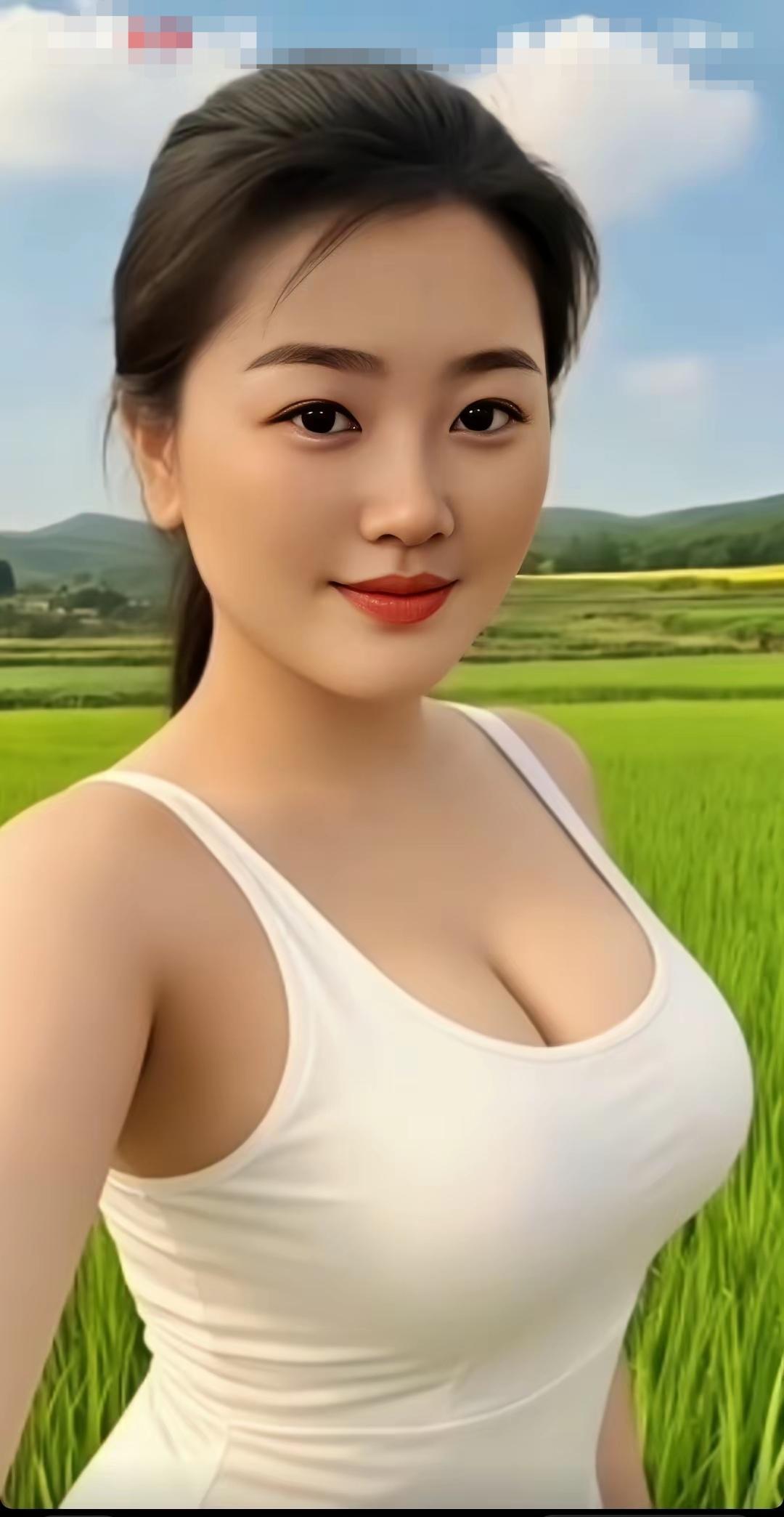 蓝天白云美丽性感的村花妹，犹如仙女下凡
