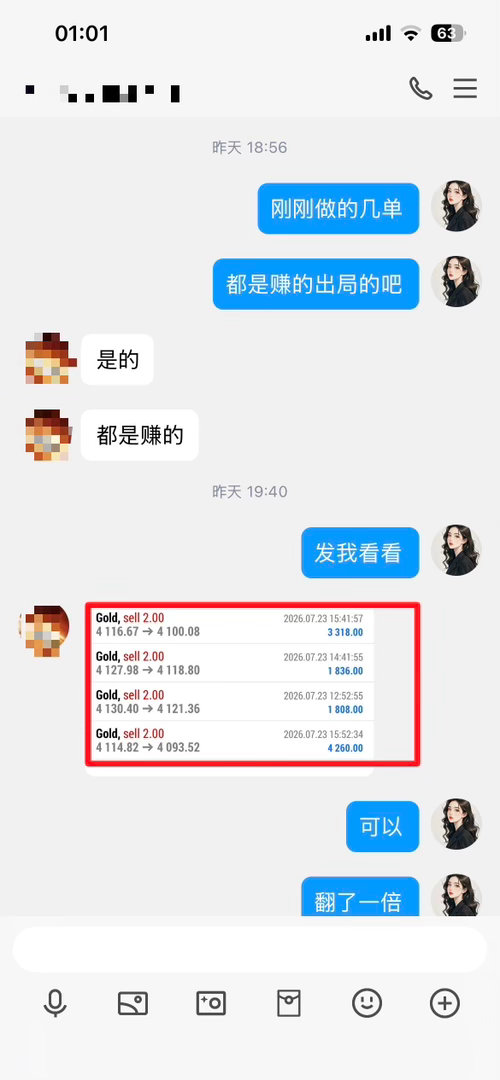 翻倍交易，顺势为王！四单连续拿下，本金成功翻倍，跟着节奏稳步收获。黄金现货黄金