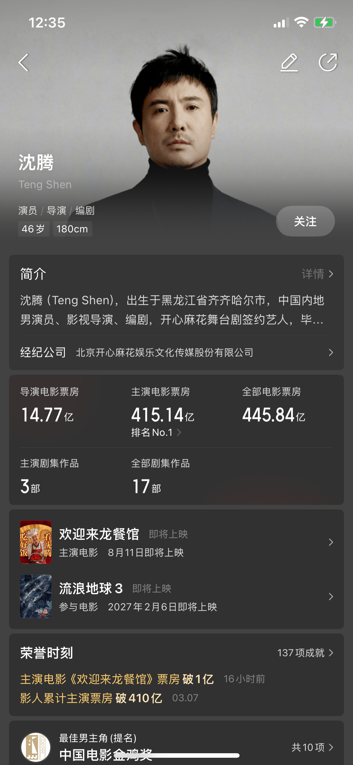 沈腾400亿票房中国影史第一人我靠已经445亿，欢迎来龙餐馆 爆了，今年能跨过5