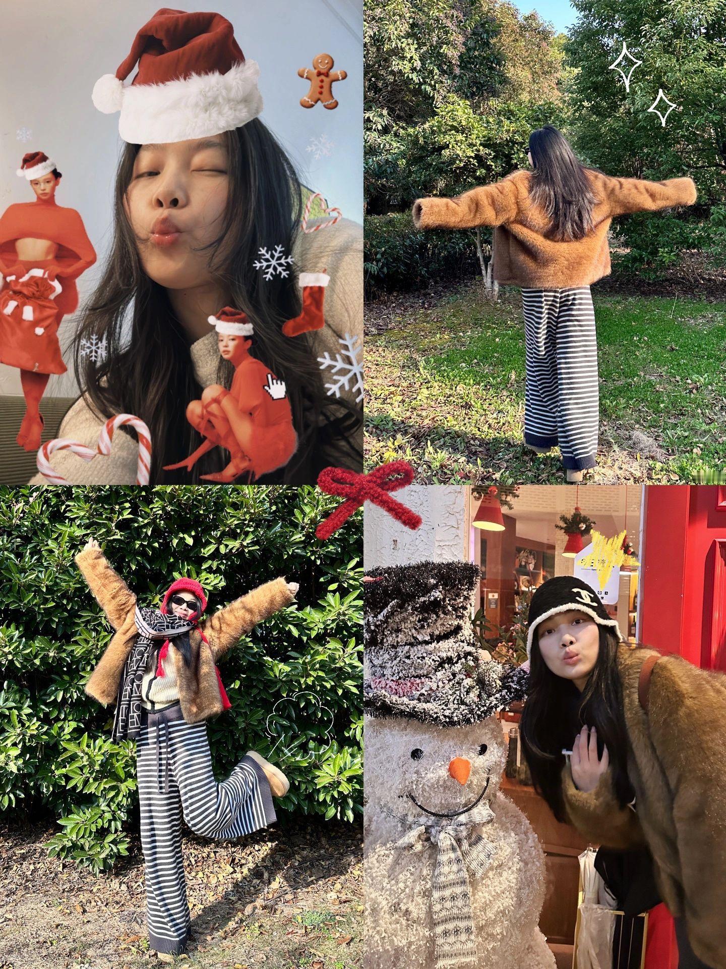 Jennie圣诞四连拍，穿衣风格越来越像权志龙 