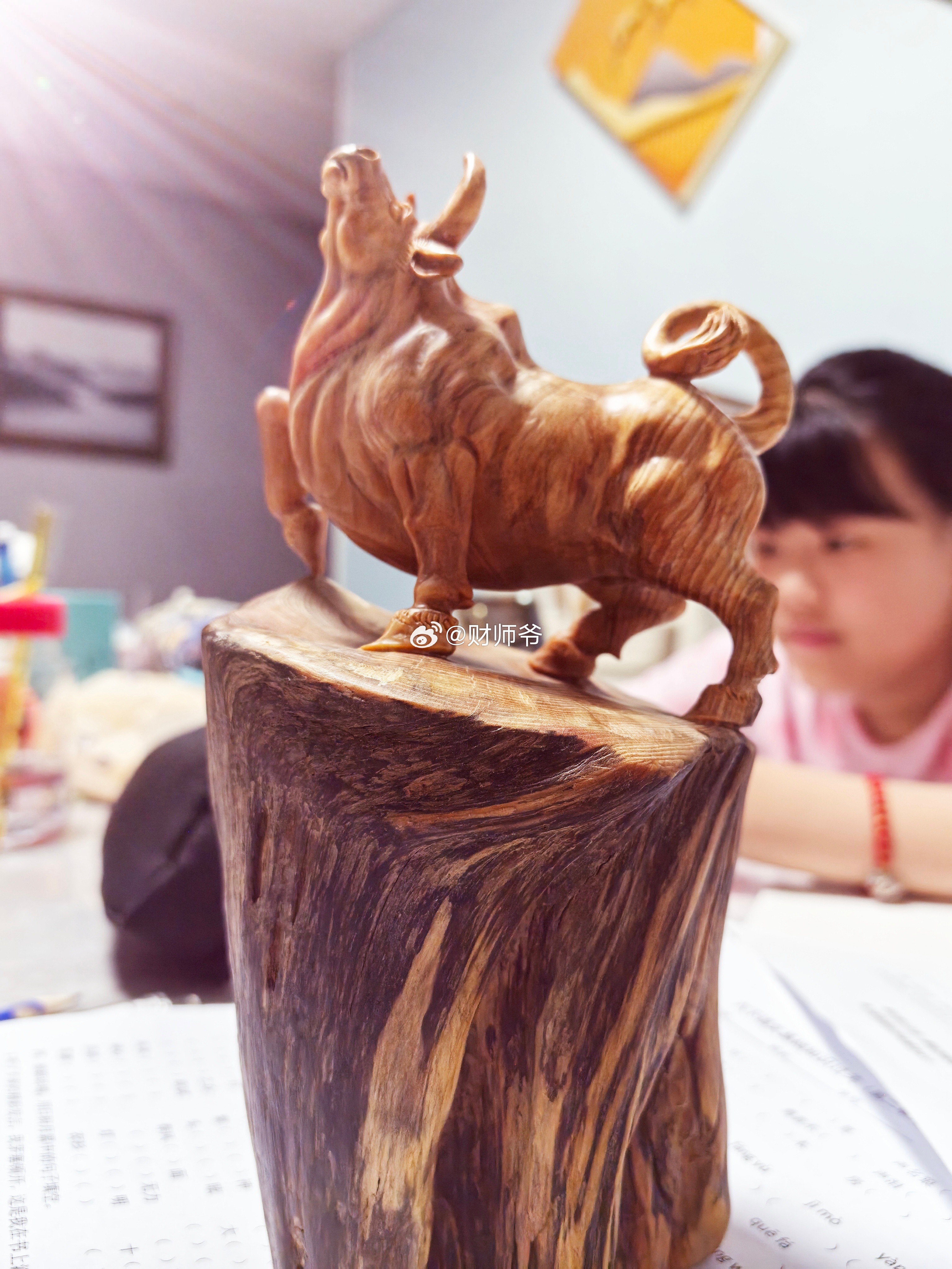 大庆的兄弟送了头上等崖柏“牛”给我～昂首挺胸！这才是牛该有的样子！已经“供”起来