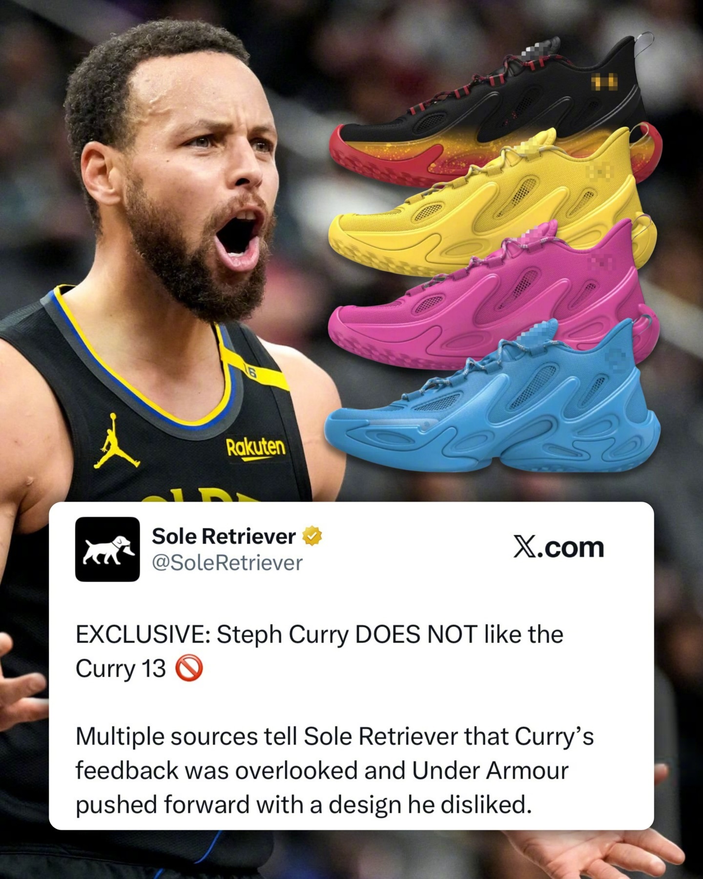 Sole Retriever表示相关人士告知他们，库里本人不喜欢他的新一代、还未