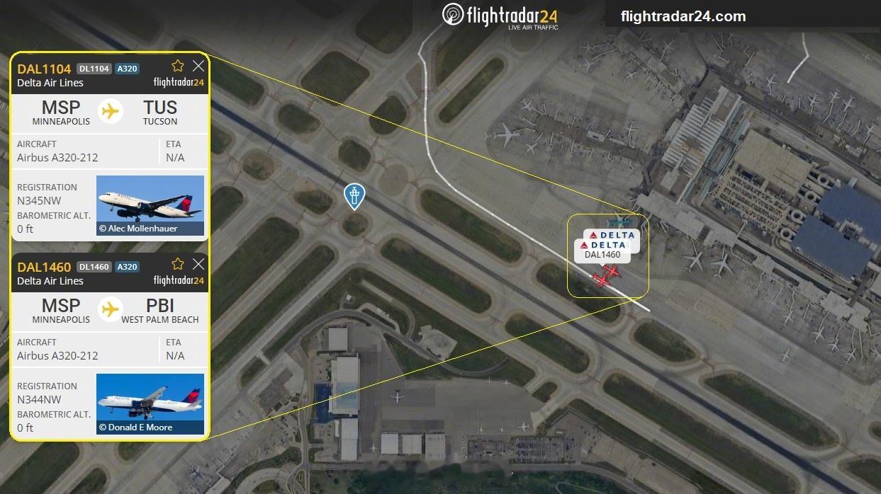 【啊哦！美国，飞机又蹭了[摊手]】达美航空两架A320（N344NW、N345N