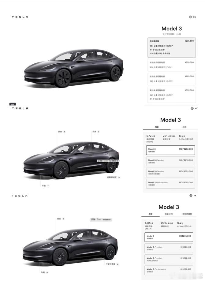 毛坯房再升级，直接简配出击了特斯拉在中国港澳上新减配版Model 3，售价下调8