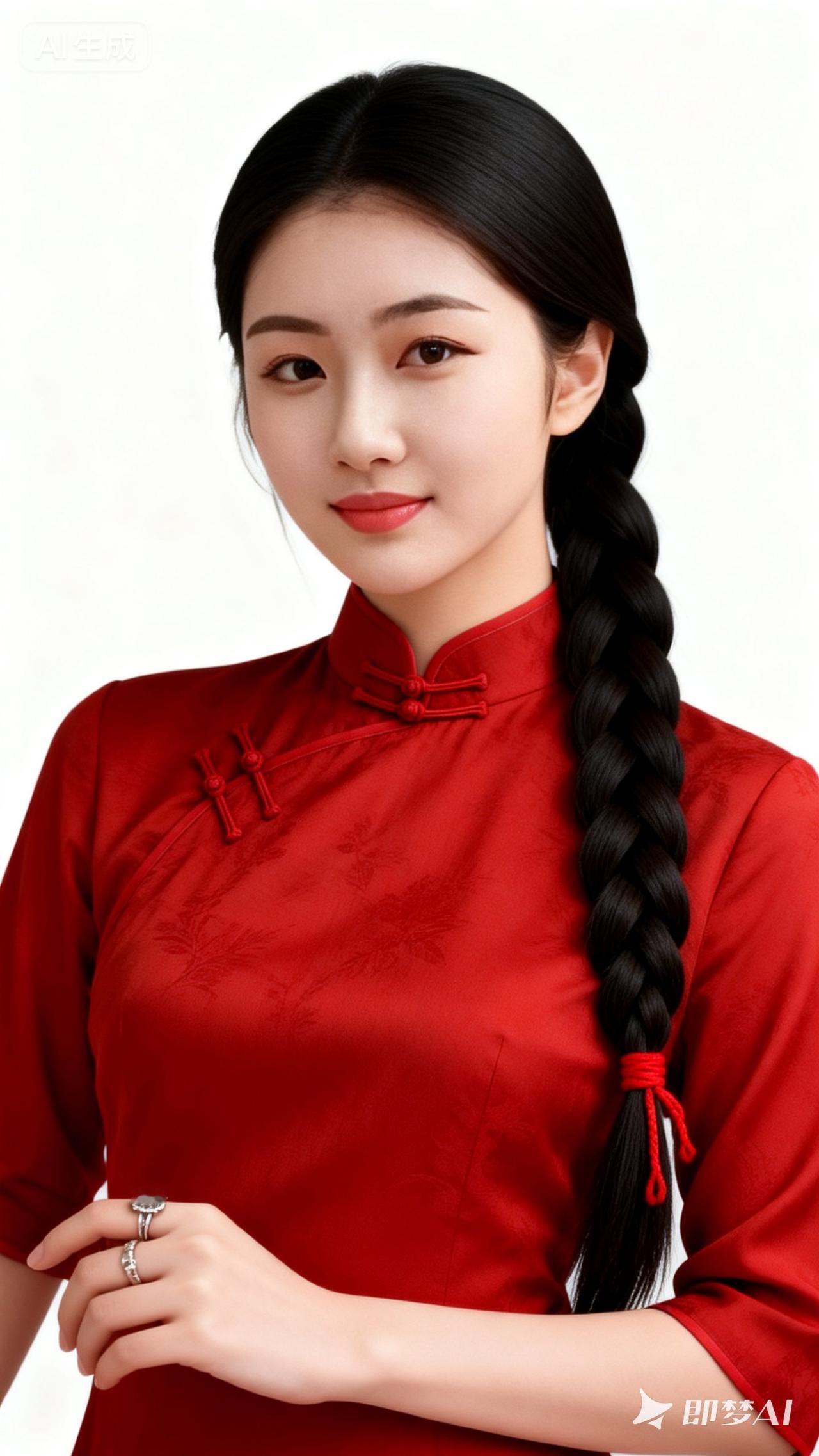 优雅红衣少女，古典韵味十足