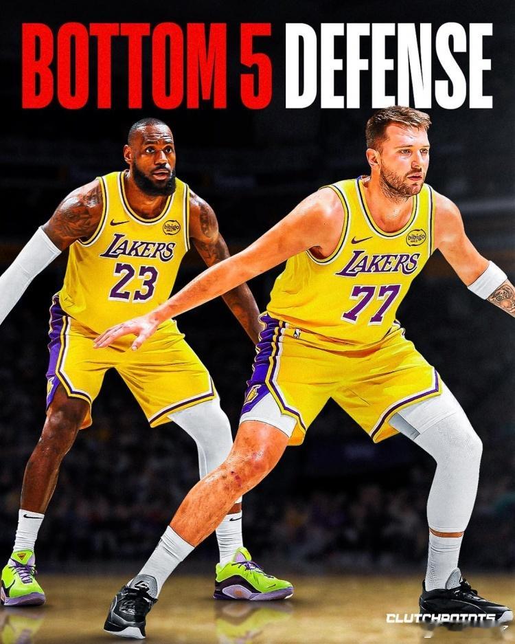 近两个月防守倒二！湖人本赛季进攻效率联盟第8，防守效率第25...... 东契奇