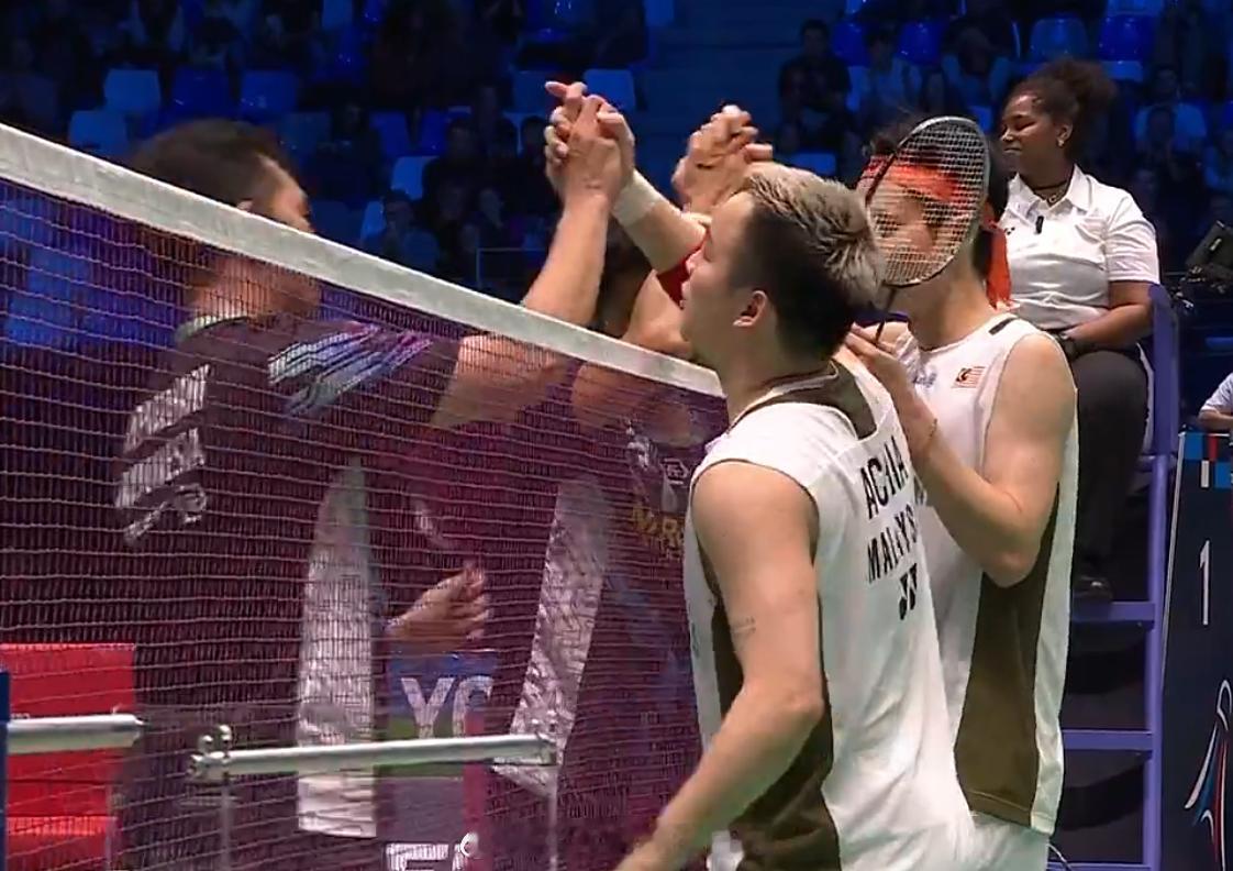 男双 1/4赛 咖塔曼 伊斯法哈尼 19-21 21-16 19-21 谢定峰(