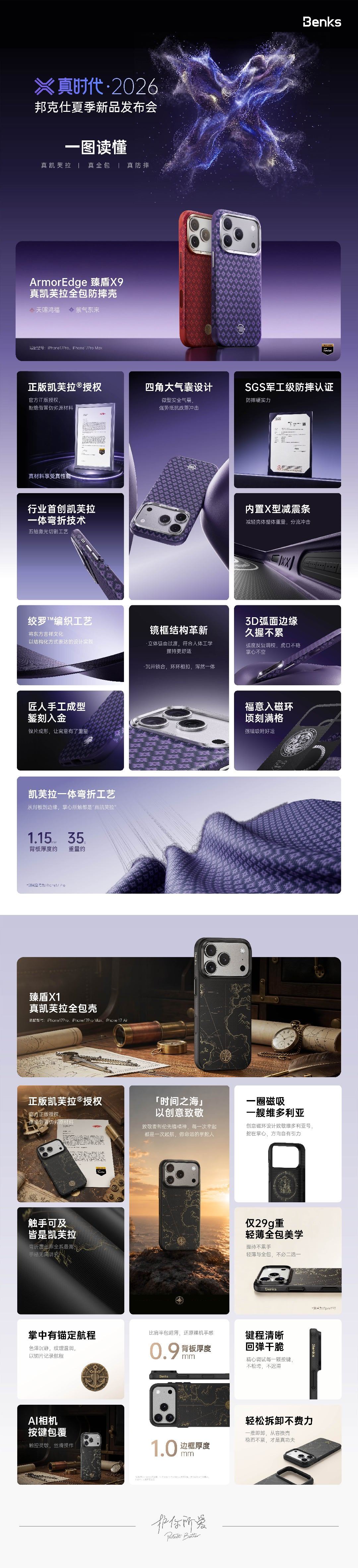 一图读懂「邦克仕夏季新品发布会」真凯芙拉且全包，边框做了很多X型的减震条，太适合