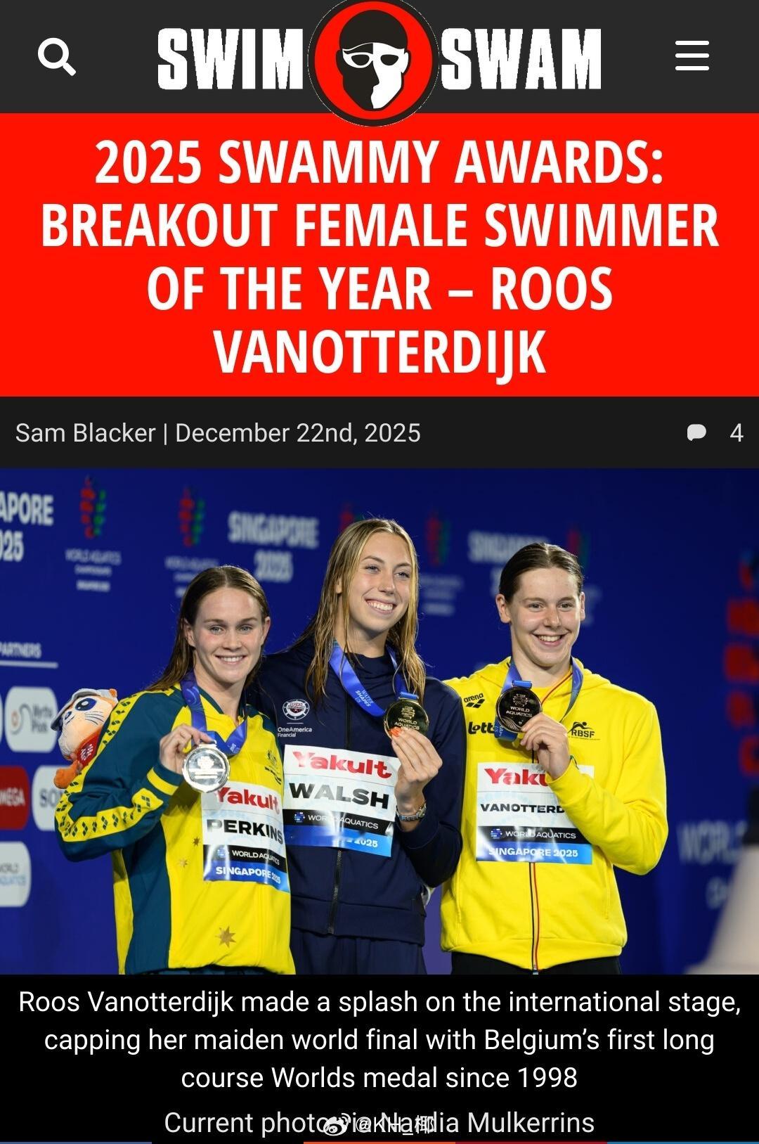 SwimSwam年度最佳突破女子运动员奖-🇧🇪Roos Vanotterdi