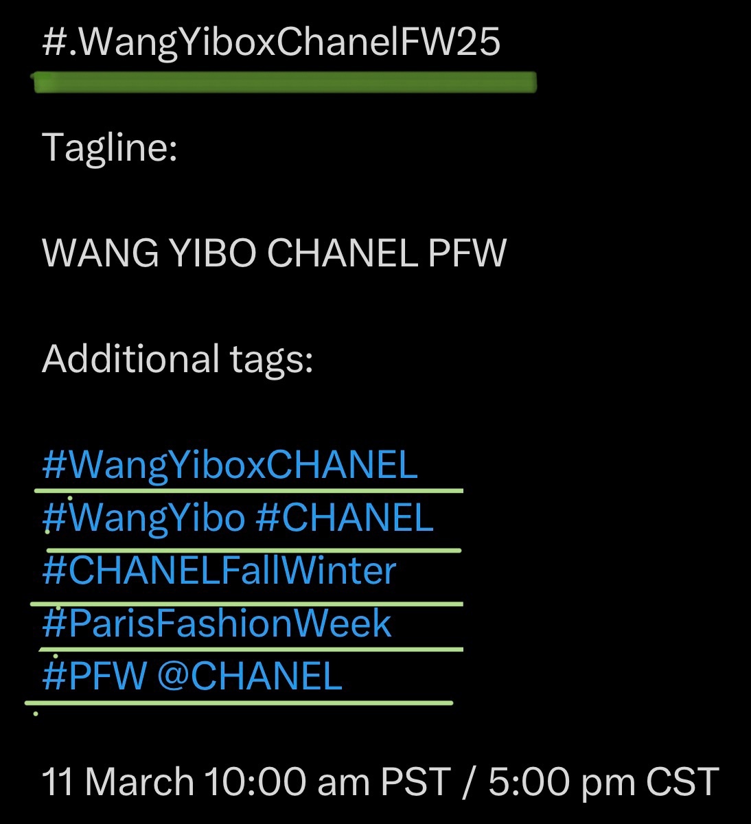 老婆们！海外开始在【X】刷趋势啦！！！今天主话题【WangYiboxChanel