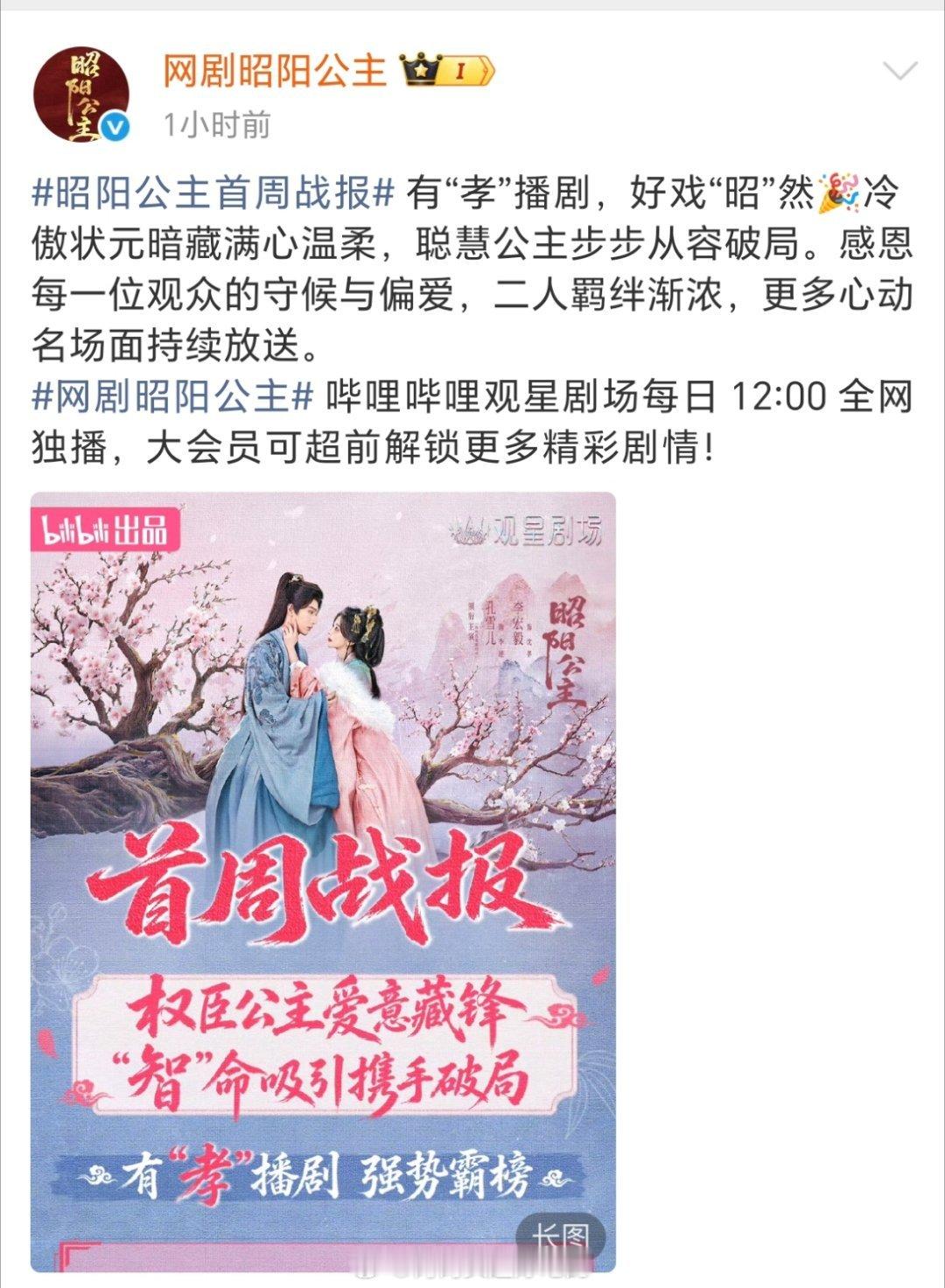 李宏毅 孔雪儿新剧播的不错啊，官方发战报了 