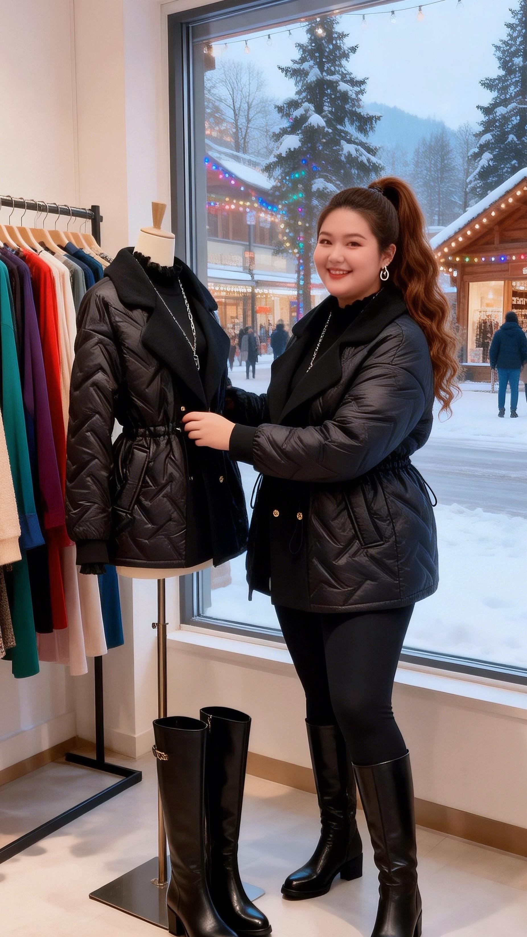 秋冬穿搭 棉服外套 大码女装冬日穿搭一周不重样胖妹妹的冬季有效穿搭