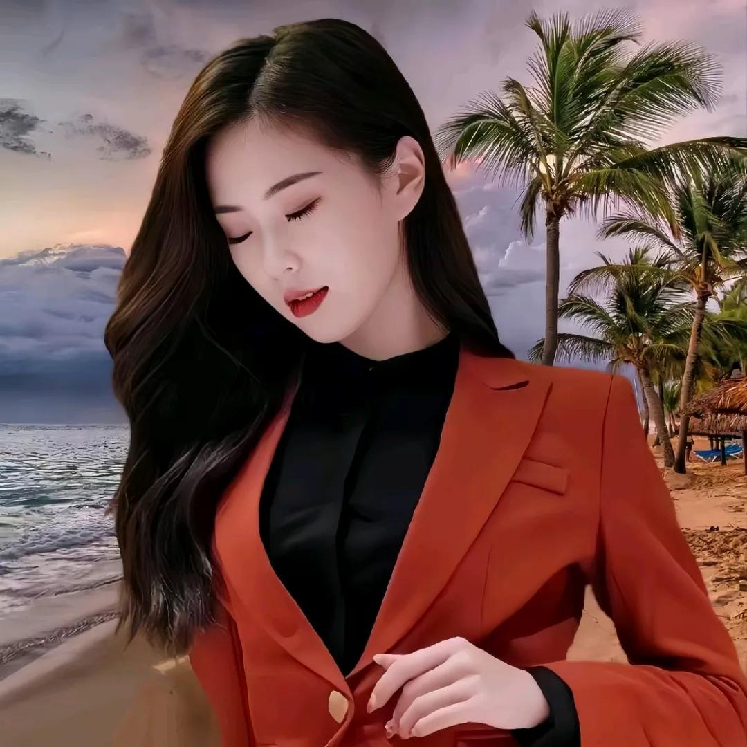 海边落日下的优雅红衣女子海边白衣少女 古韵红衣女神 红衣佳人写真 红衣女子背影 