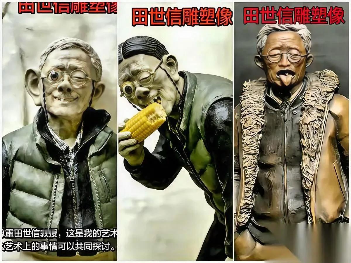 “田老师，您看像不像？”

网友把雕像怼到他鼻尖。

我盯着那张被“魔改”的田世