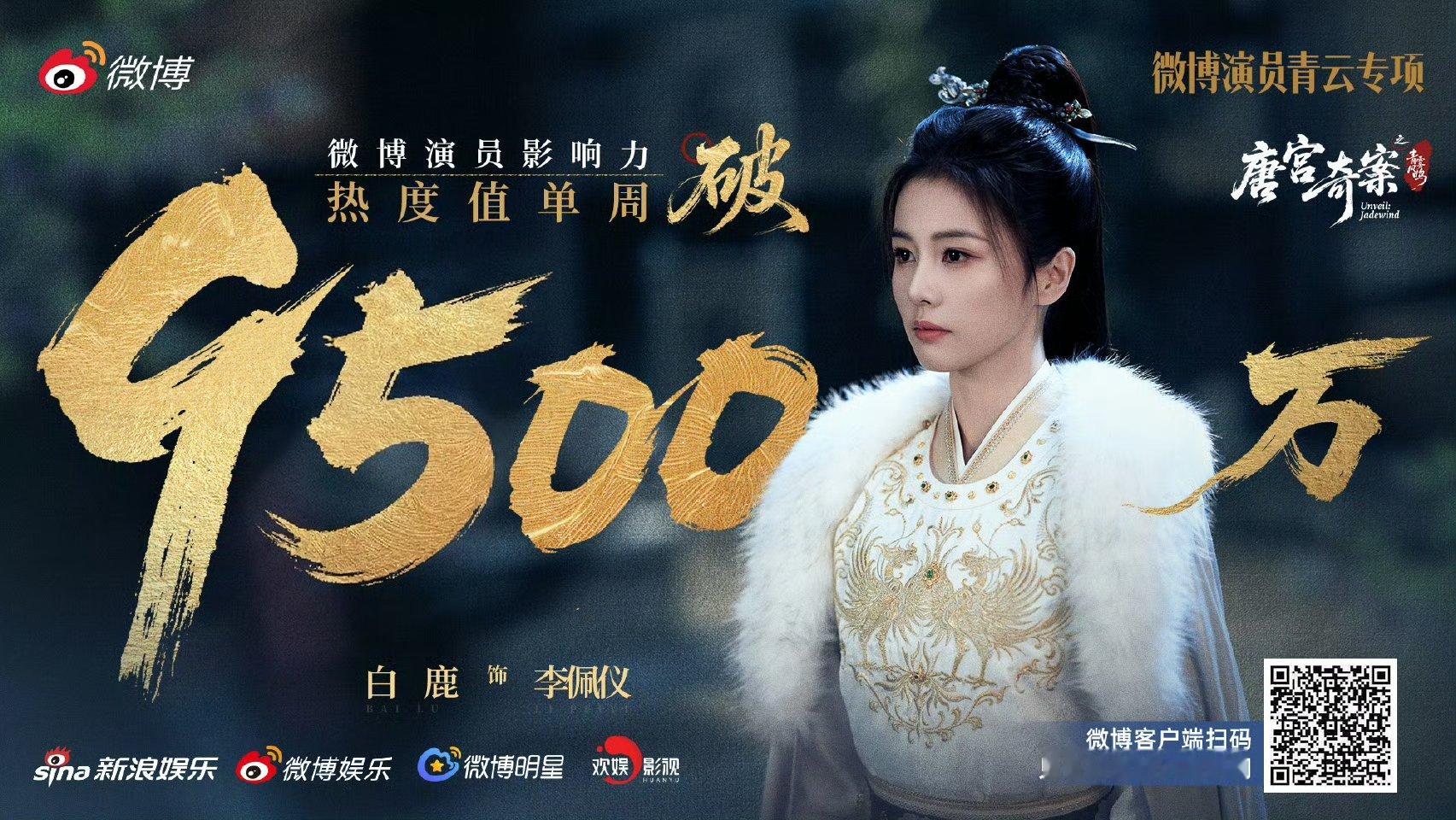 白鹿白鹿演员影响力破9500万恭喜演员白鹿影响力热度值单周破9500万未来可期白