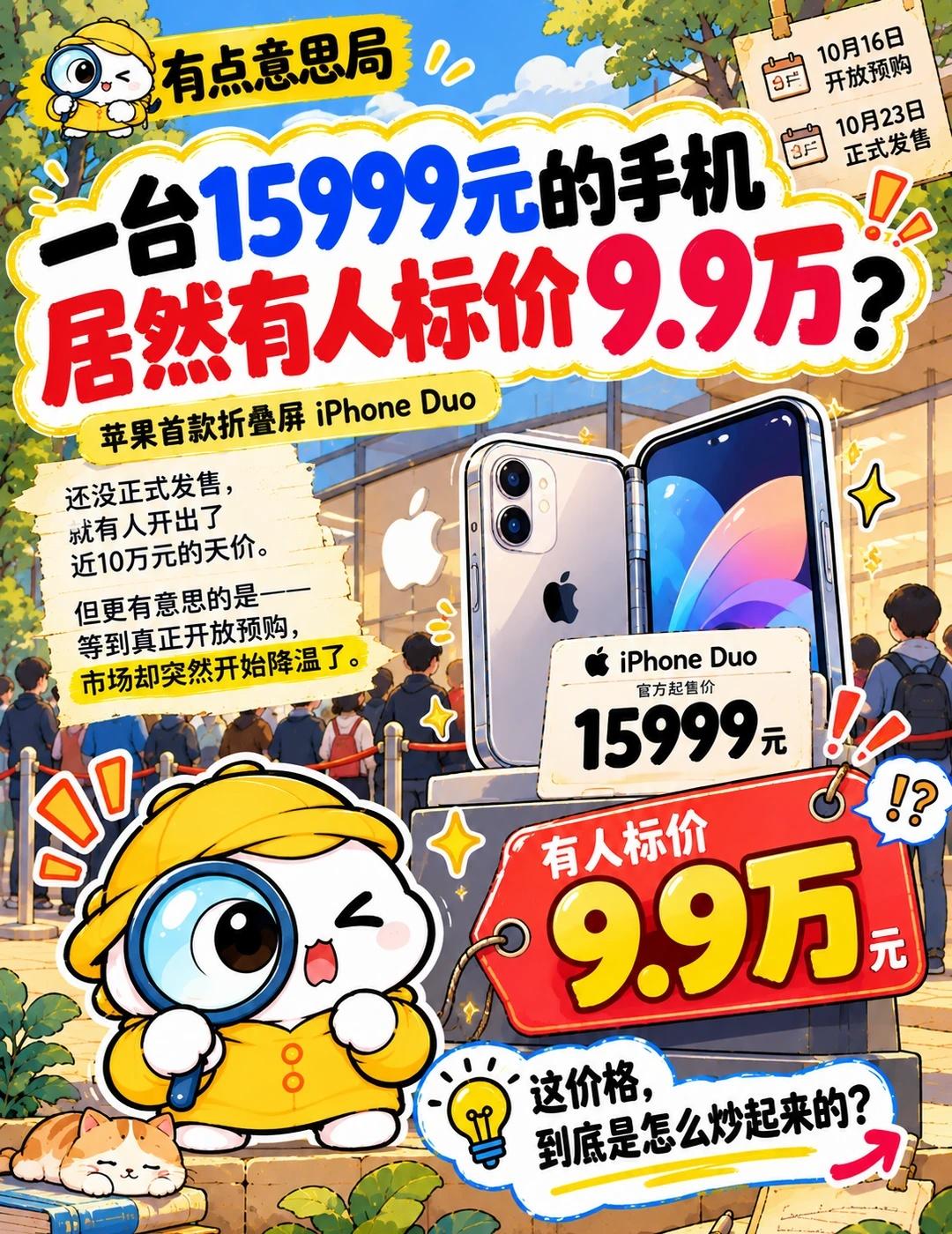 iPhone Duo标价9.9万？
一台官方起售价15999元的手机，居然有人标