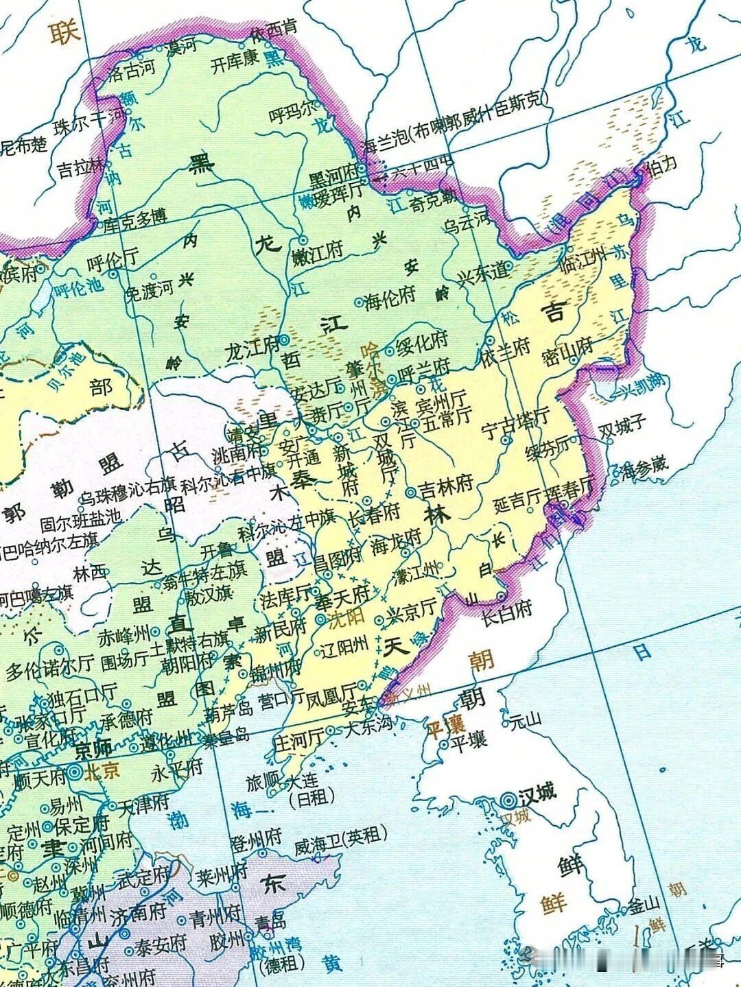 晚清时期黑龙江与吉林将军的辖地，虽大体以松花江为界，江北属黑龙江，江南归吉林，齐