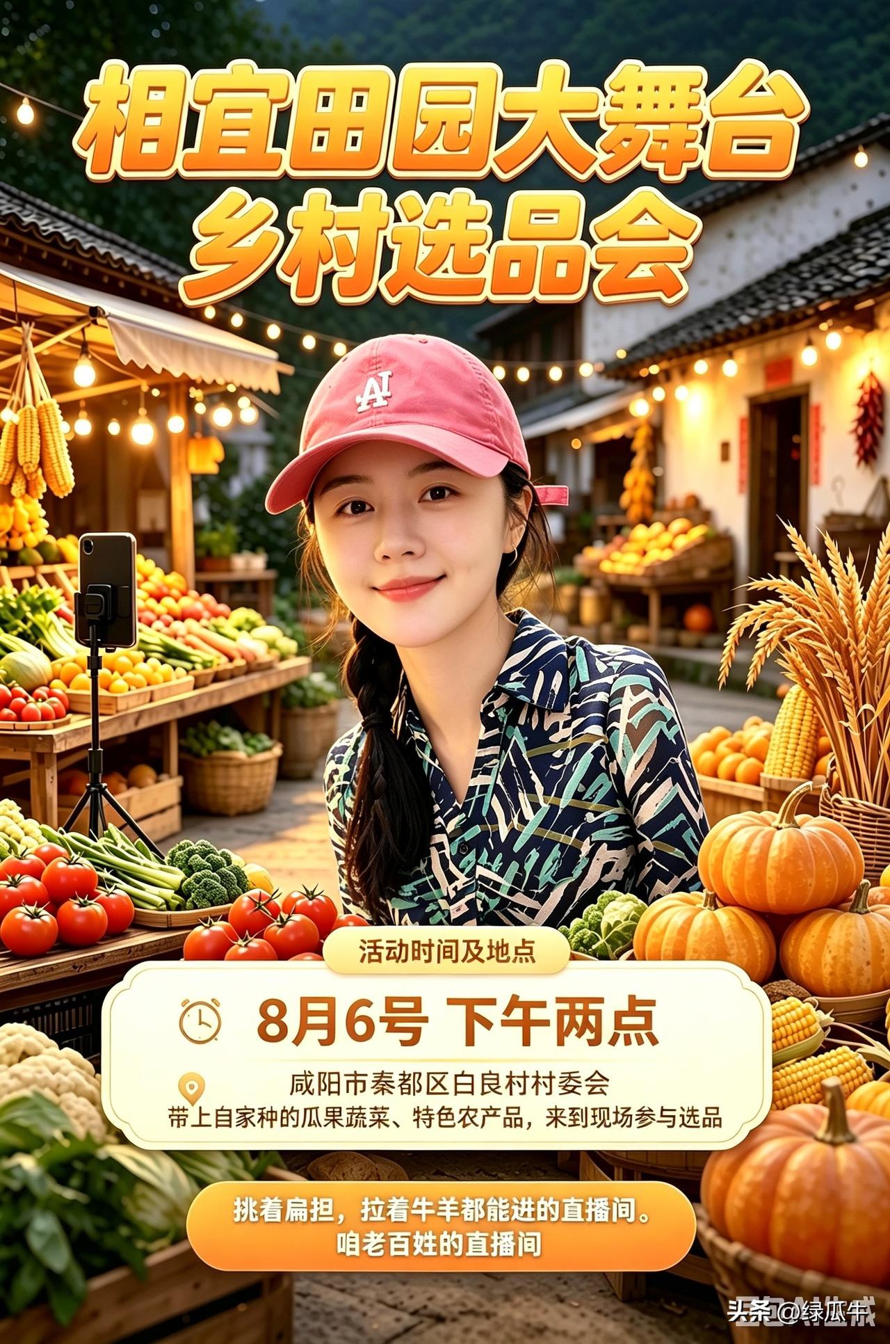 8月6日，白良村又要举办专场乡村选品会了！

为帮助农户打通农产品销售渠道、解决