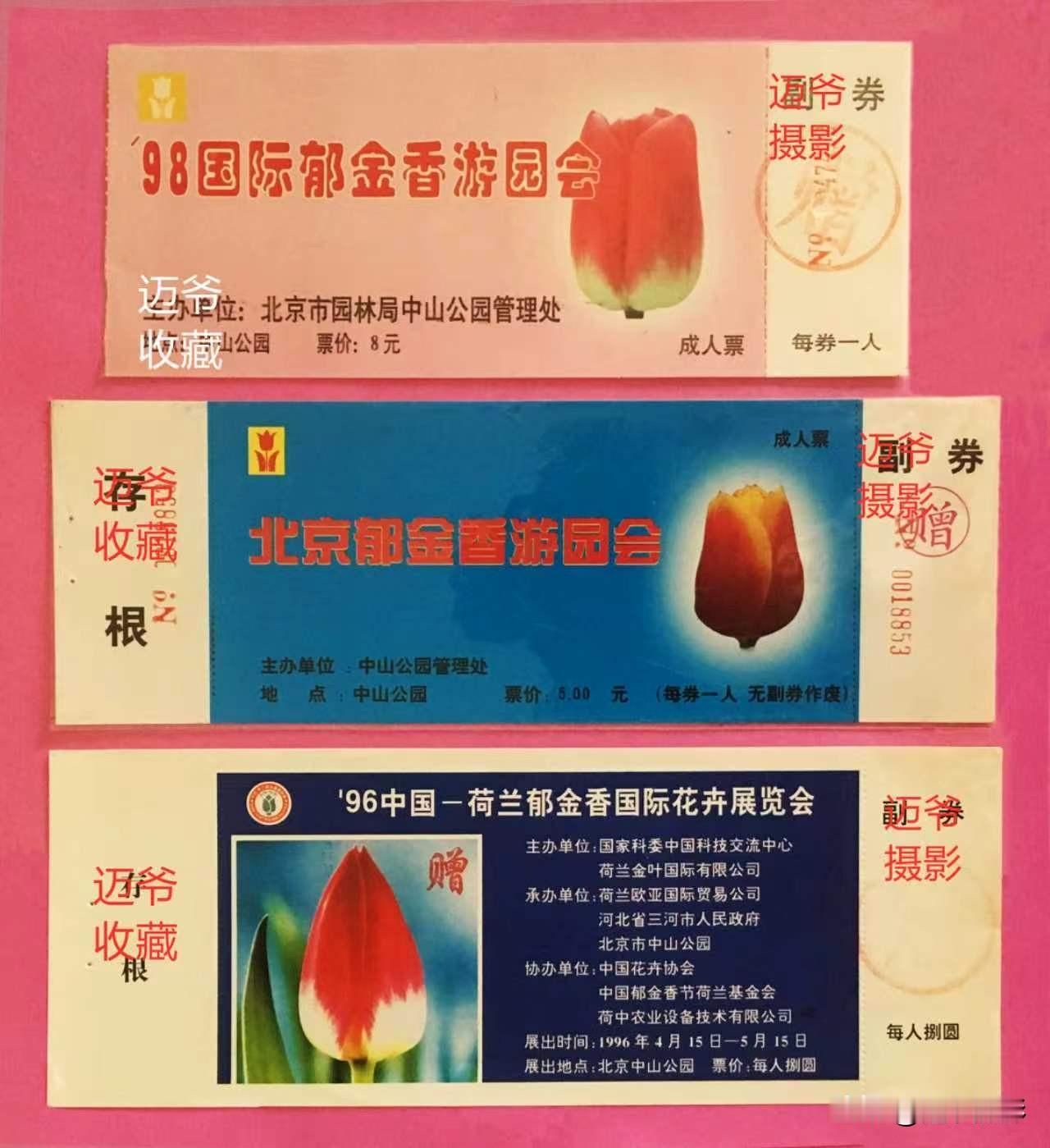 我收藏的门票118～北京郁金香游园会门票【手机翻拍、个人收藏】
北京中山公园郁金