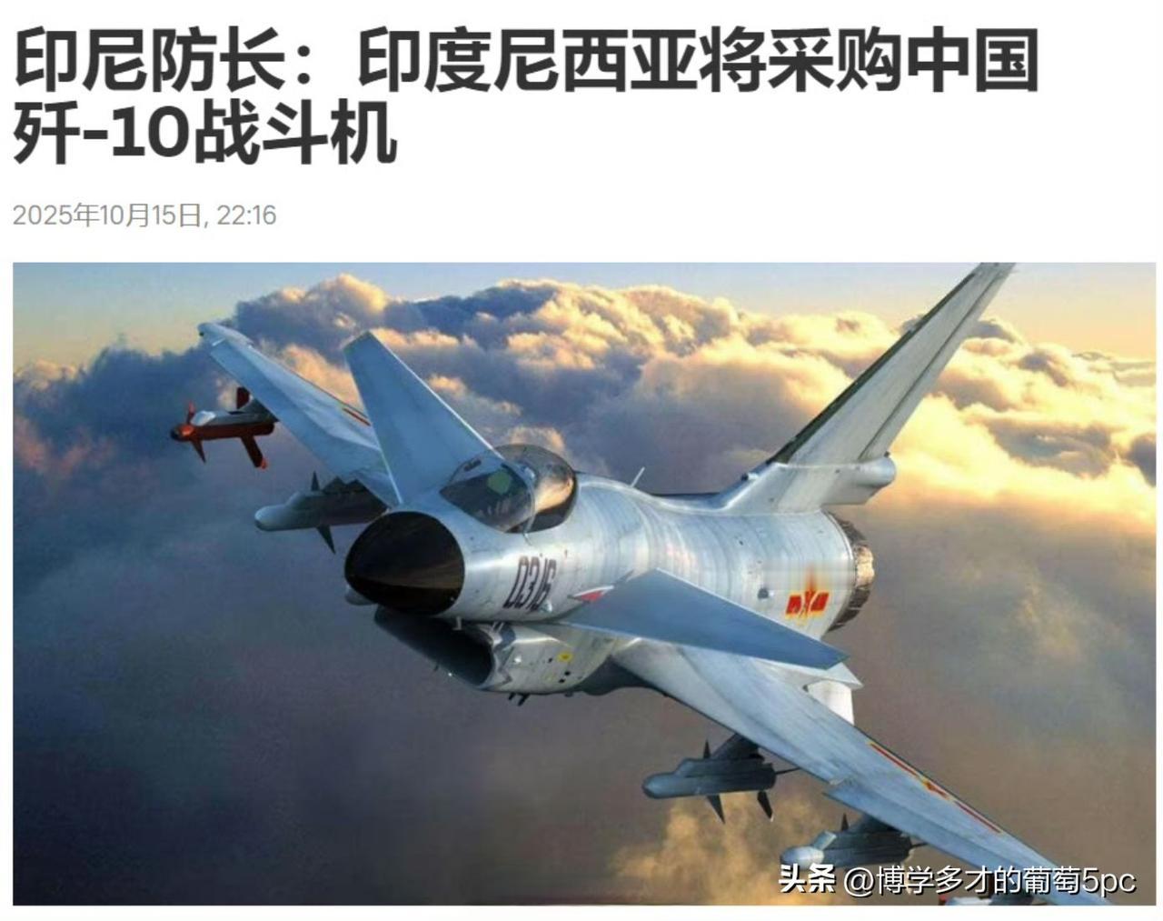 印尼国防部长沙菲里·沙姆苏丁向媒体证实，印尼空军将正式采购中国歼-10CE战斗机