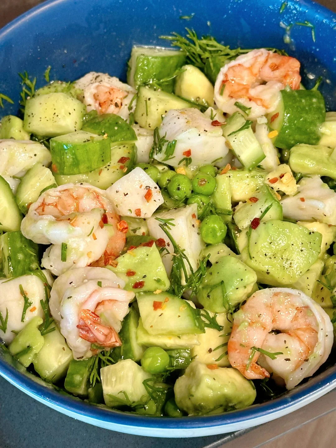 虎虾元贝莳萝牛油果沙拉🌿温柔清新的一碗🥑