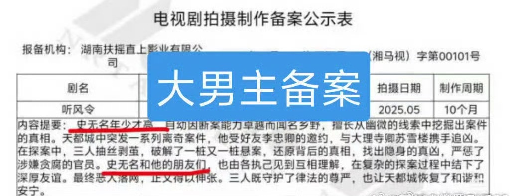 看备案这部剧不是大男主剧吗，为什么在传双男主？许凯确认出演听风令 ​​​