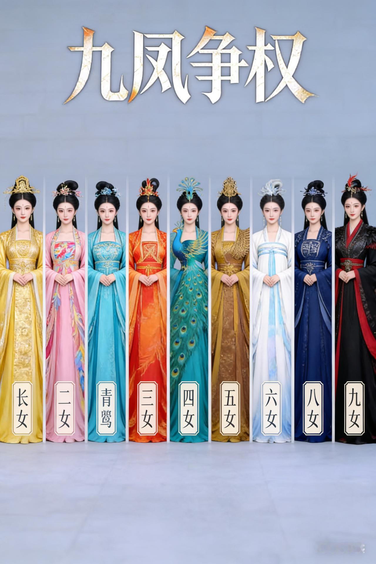 九凤争权起风云，
深宫喋血夺龙尊。
【打油诗】
九凤齐聚乱朝堂，
各展神通竞豪强