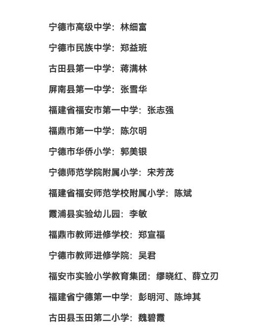 宁德市中小学教师正高级职称评审通过人员公示，共17名优秀教师顺利通过，名单如下有