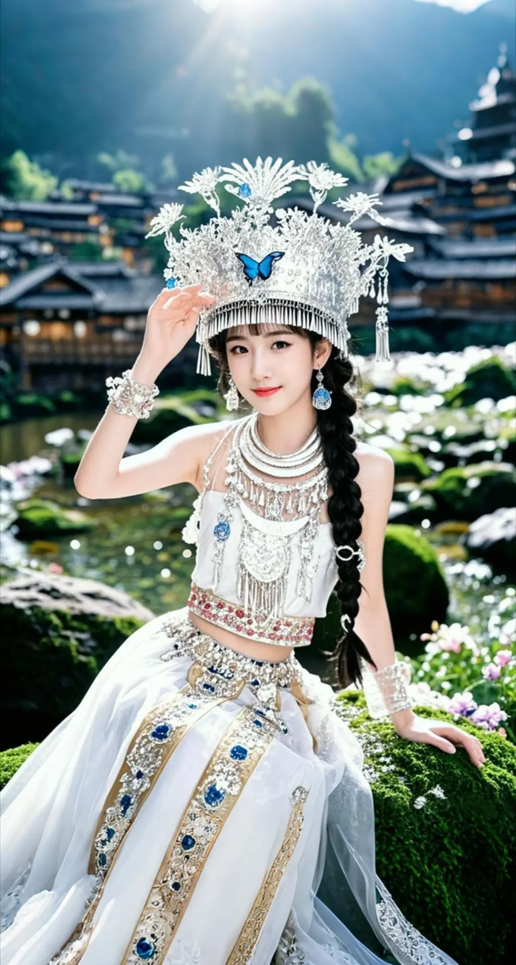 AI扩图 AI苗乡白裳梦