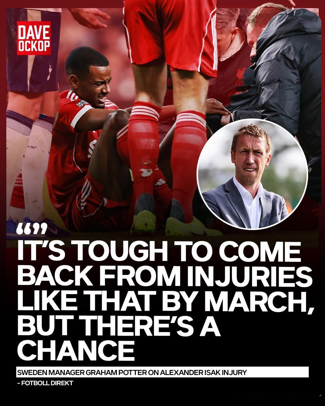 波特关于伊萨克伤情："我希望他们（伊萨克和库卢塞夫斯基）能够出战，但这次伤势比较