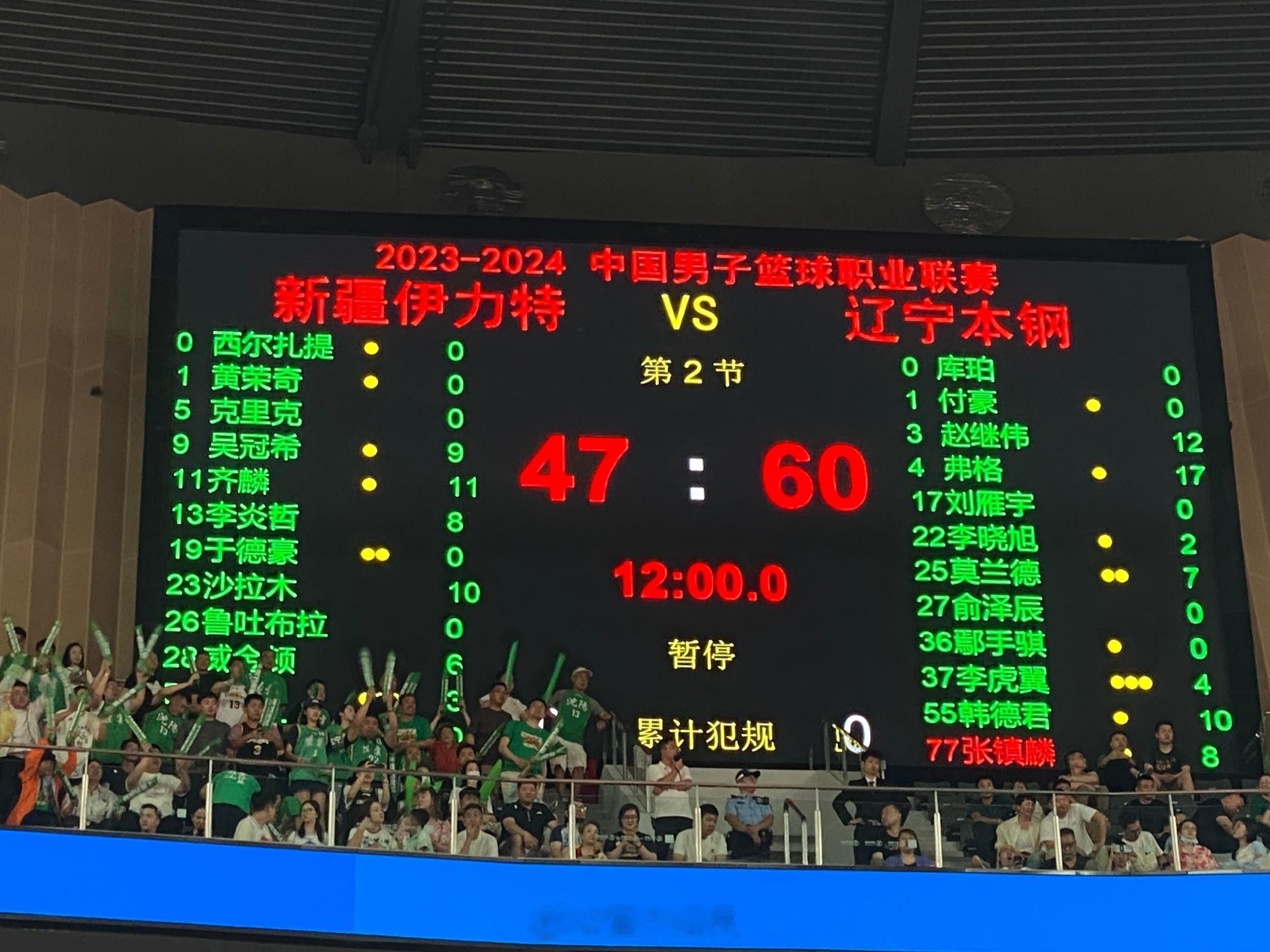 上半场结束辽宁队暂时领先13分（一个郭艾伦）#辽疆大战##cba总决赛# ​​​