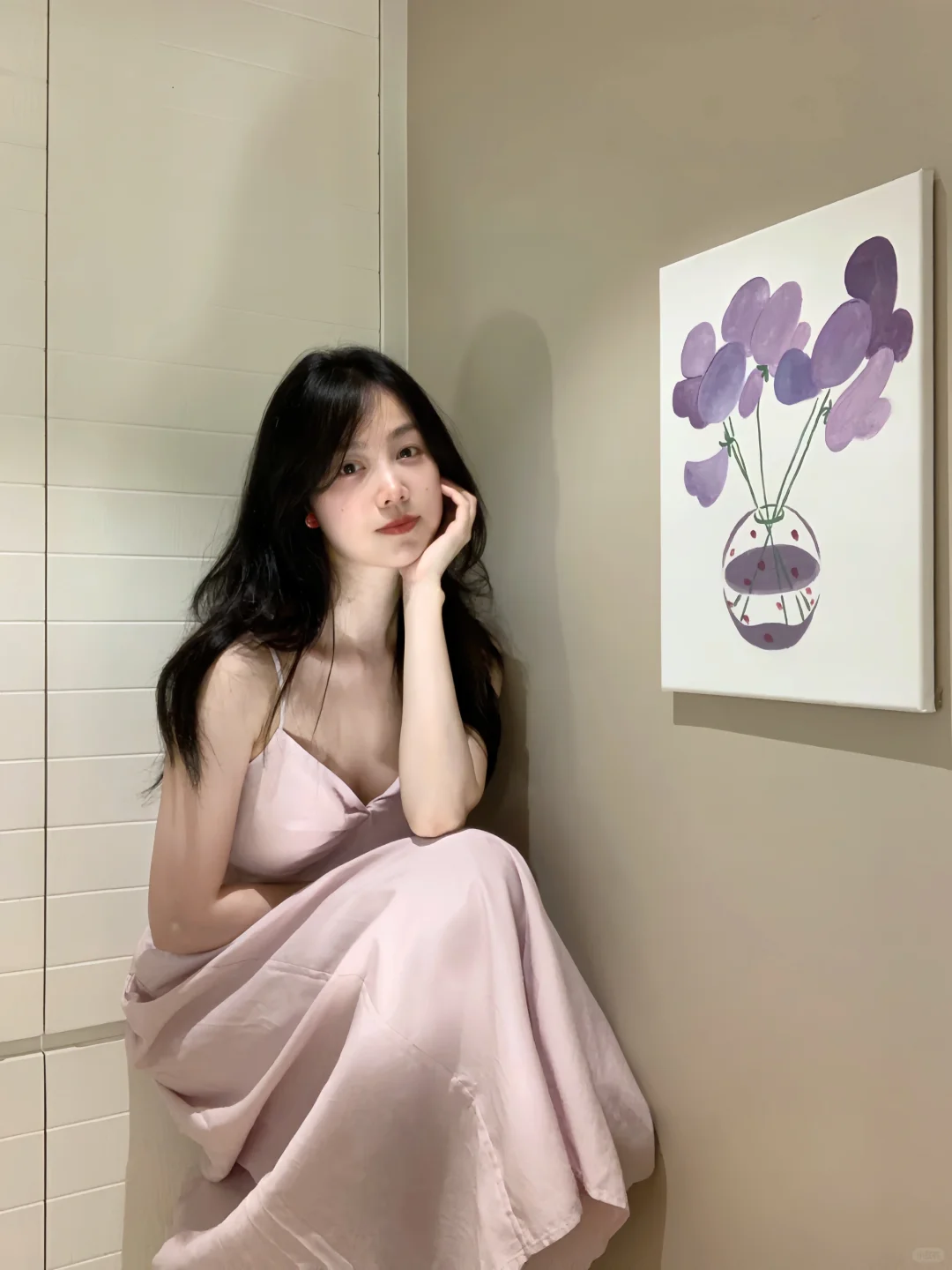 丙烯画•紫色小花