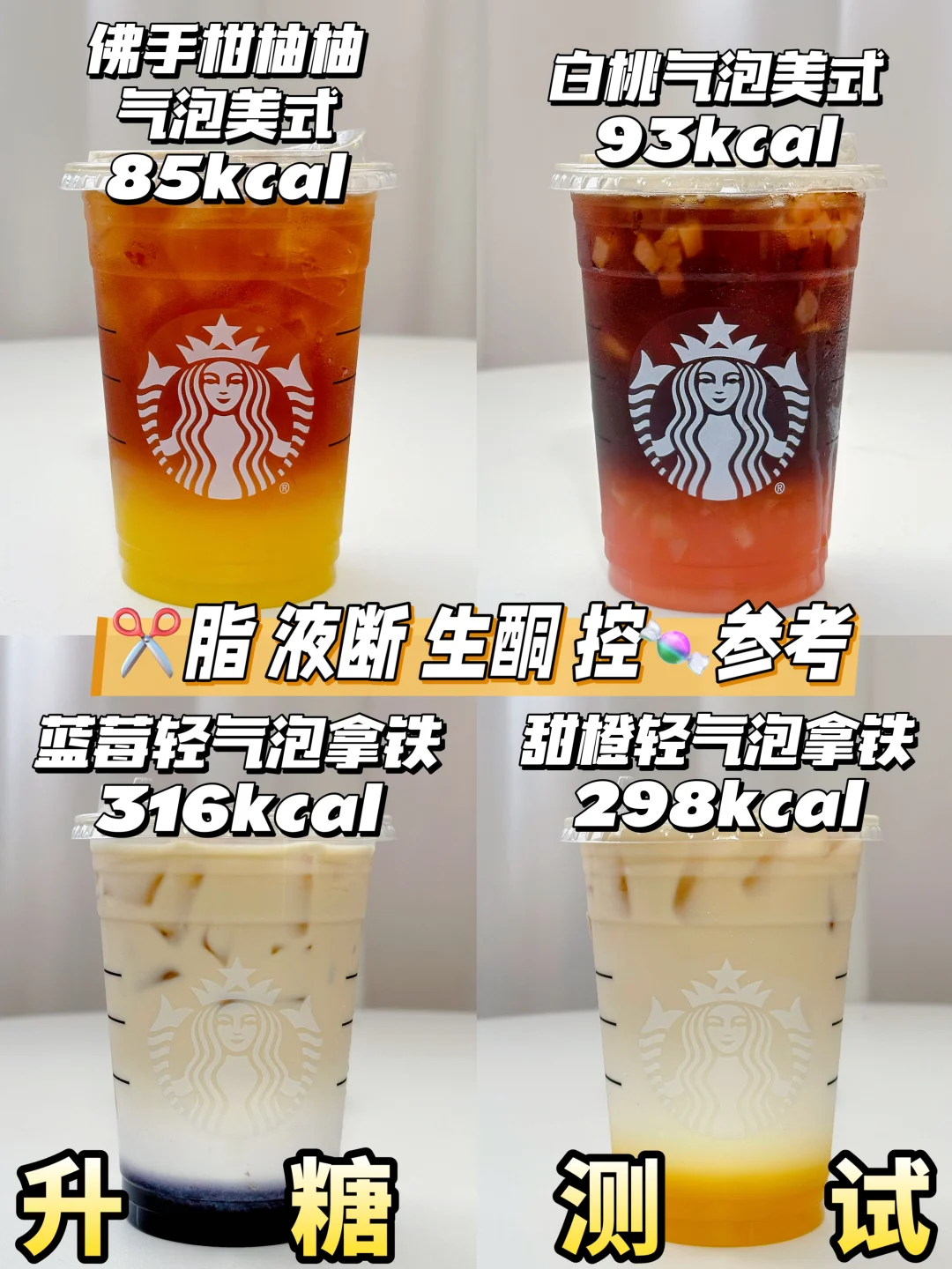 低糖可冲❗🆕星巴克气泡系列升糖测试