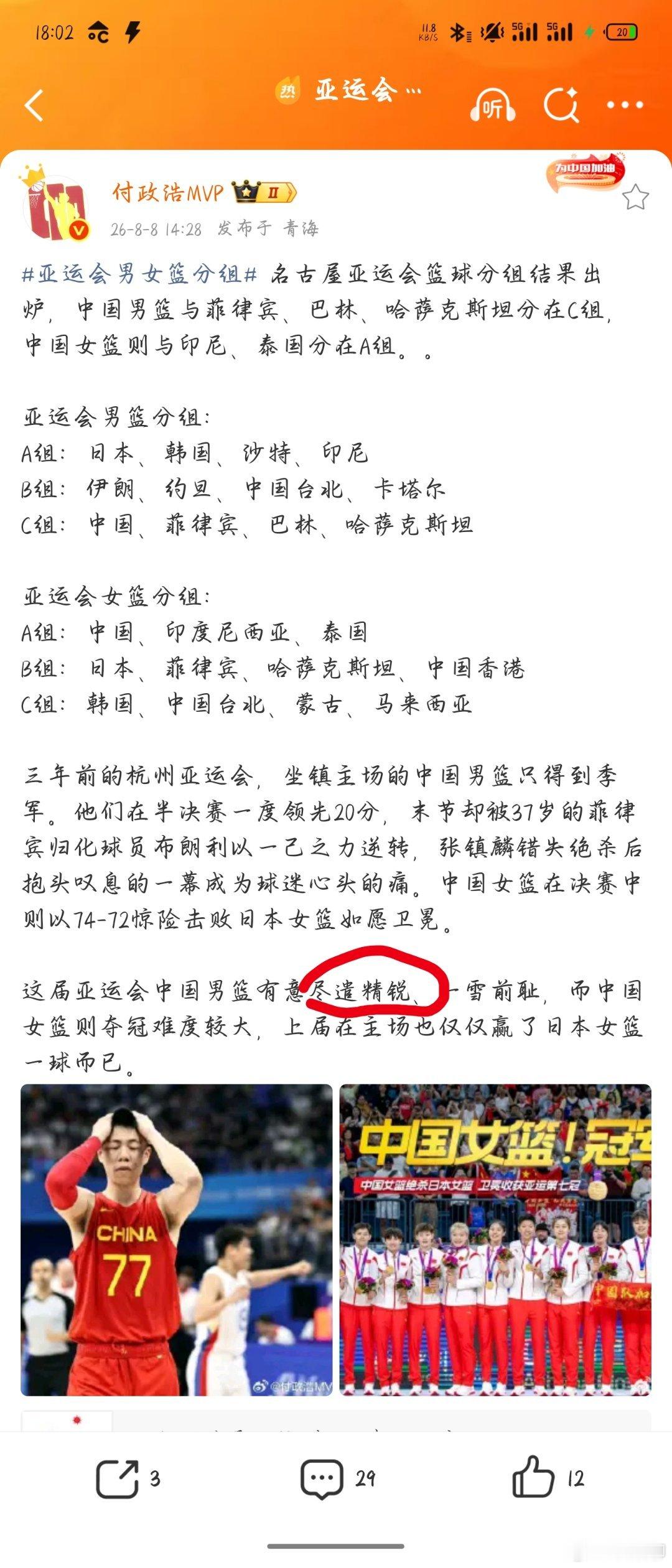 比较好奇，这个尽遣精锐，包不包括林葳中国男篮