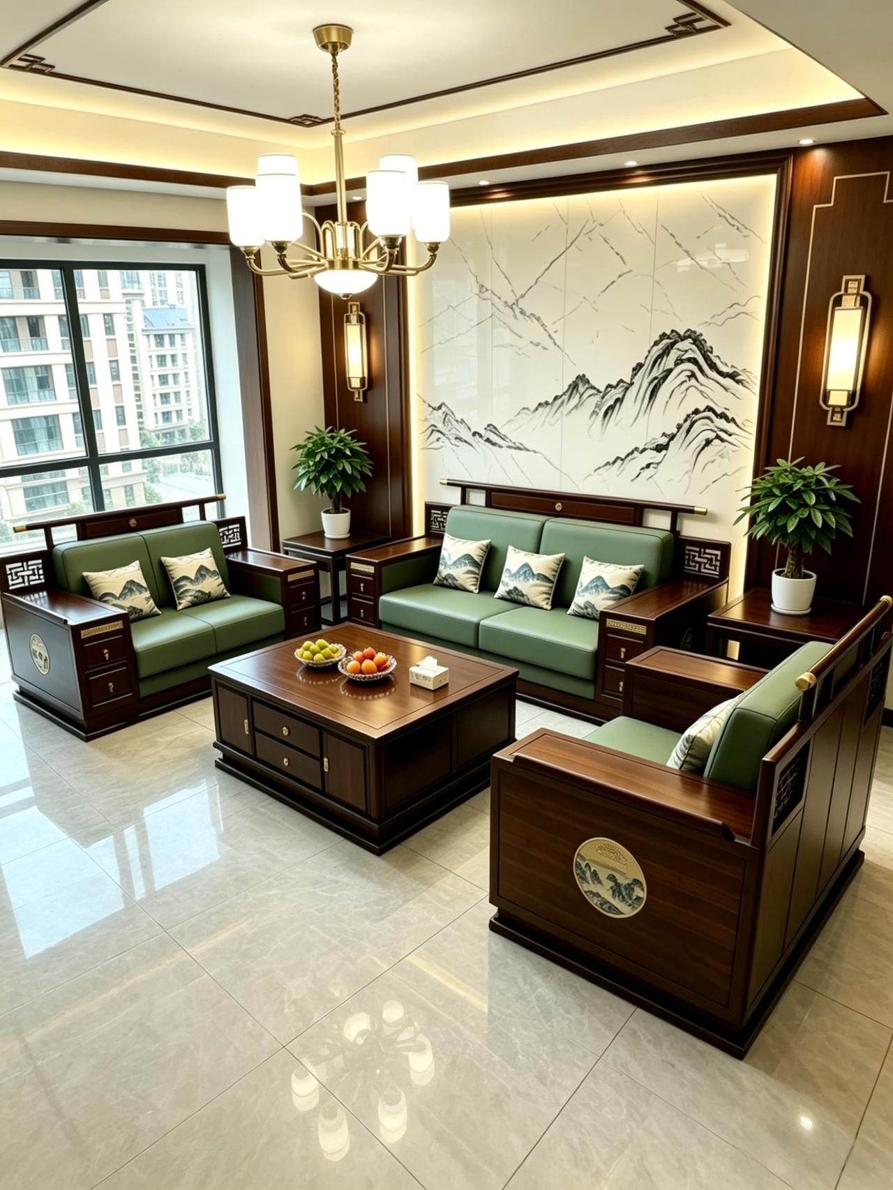 新中式风格沙发 新中式家具 实木家具 中式美学 客厅搭配